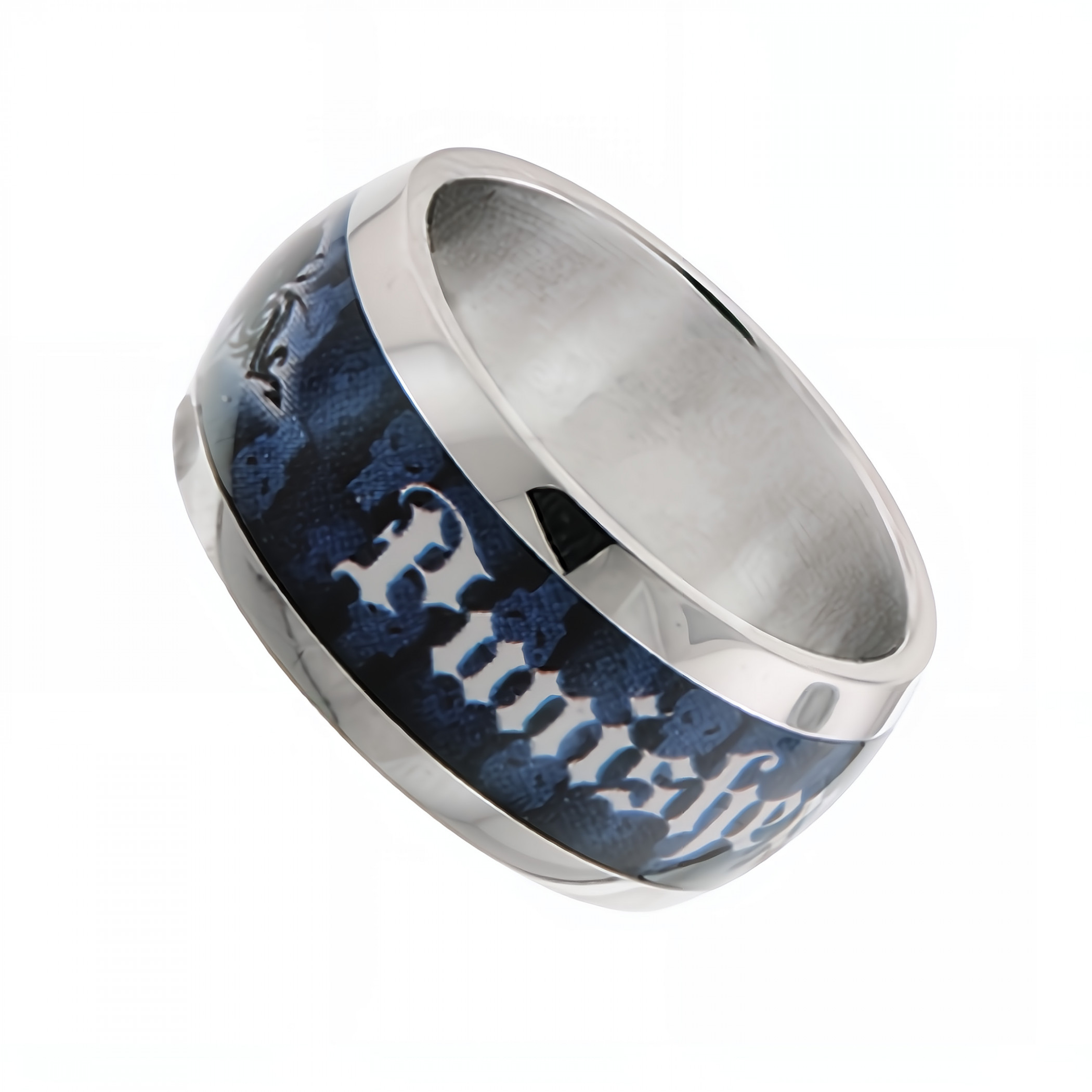 Punisher Blue Gothic Ring, Grey