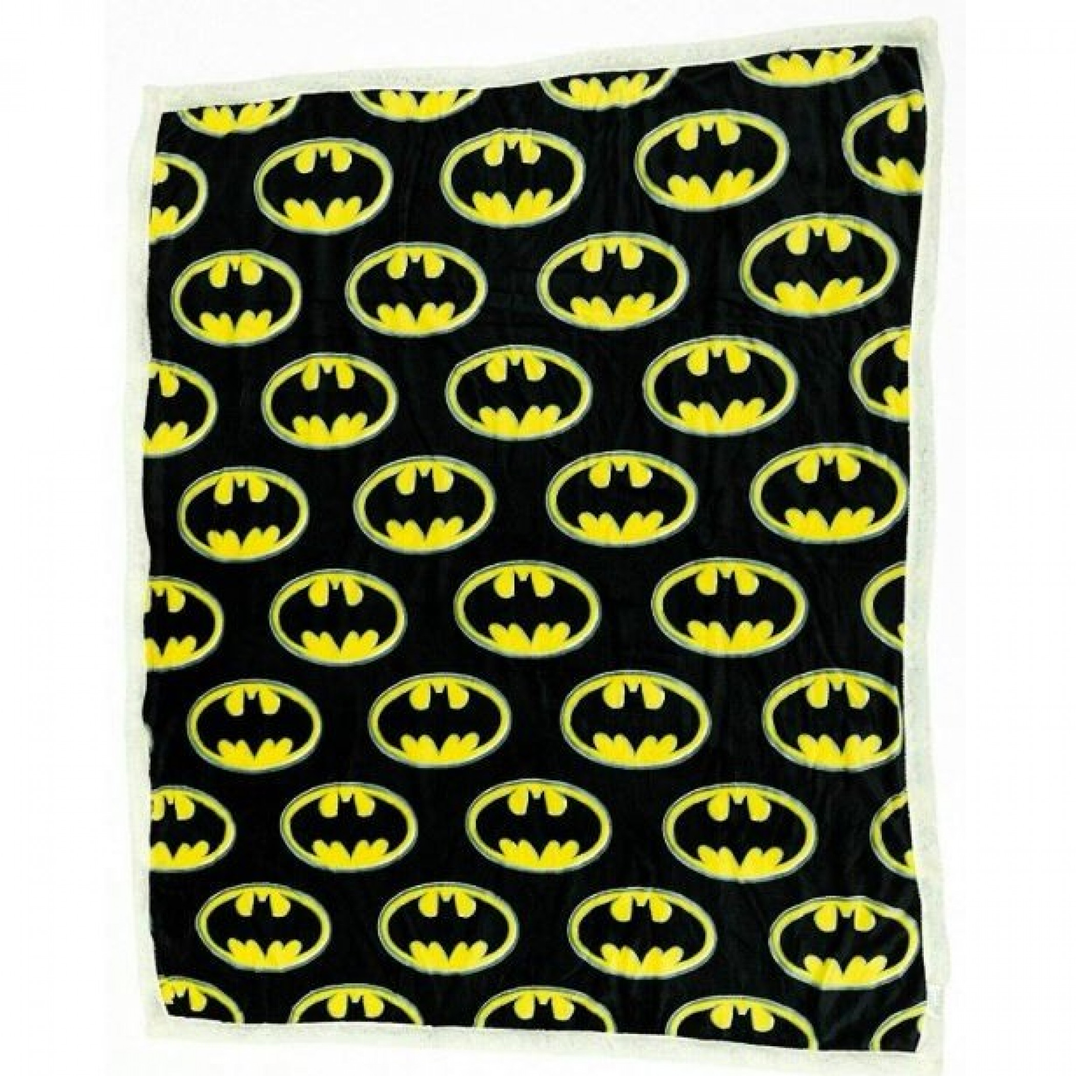 DC Comics Batman Symbol All Over Thick Micro Sherpa Throw Blanket, Black