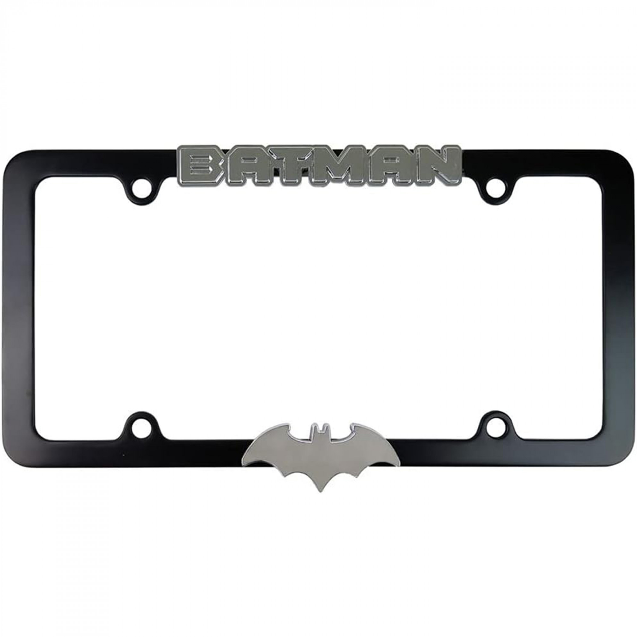 Batman Chrome Logo Metal License Plate Frame, Black