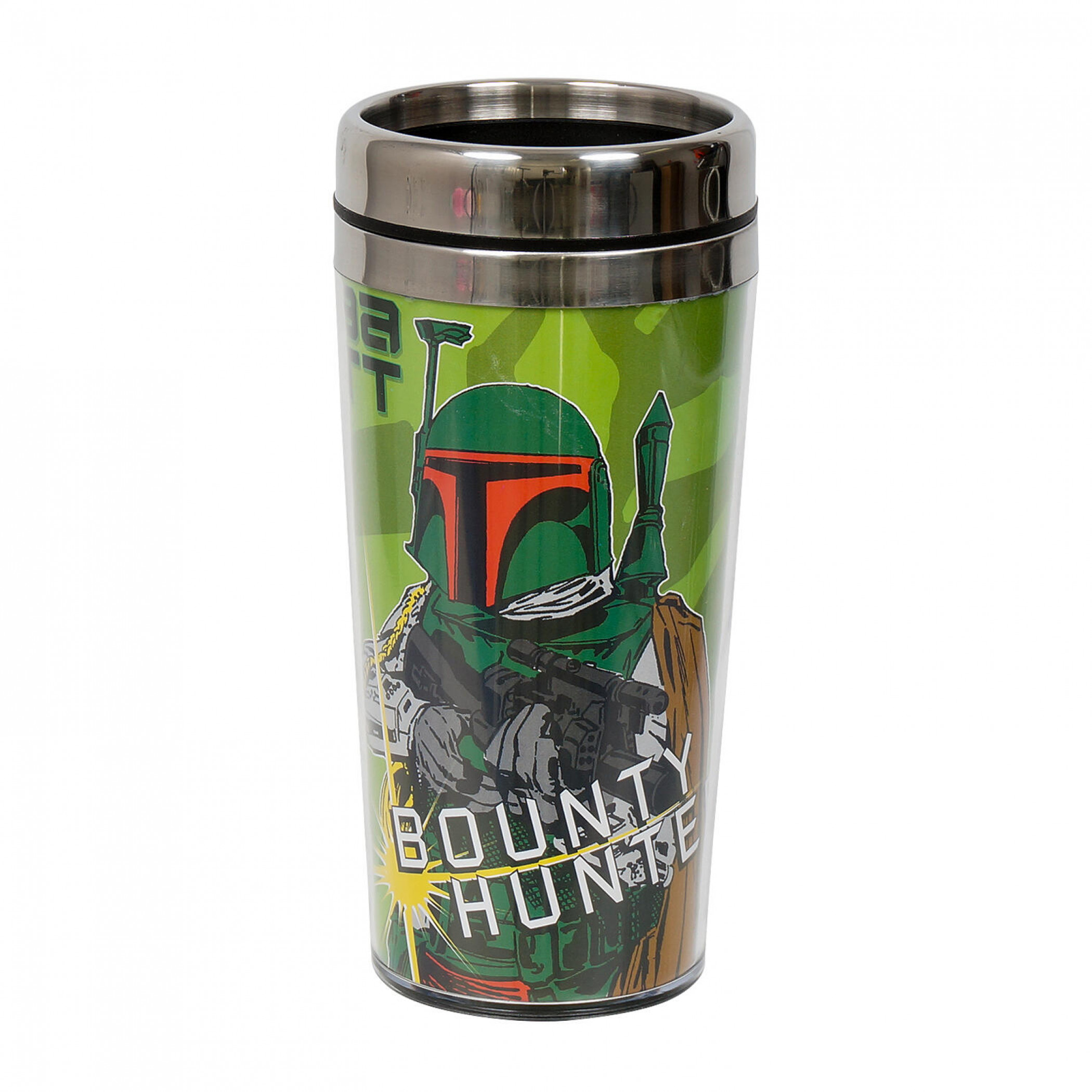 Boba Fett Bounty Hunter 16 Ounce Travel Mug, Green