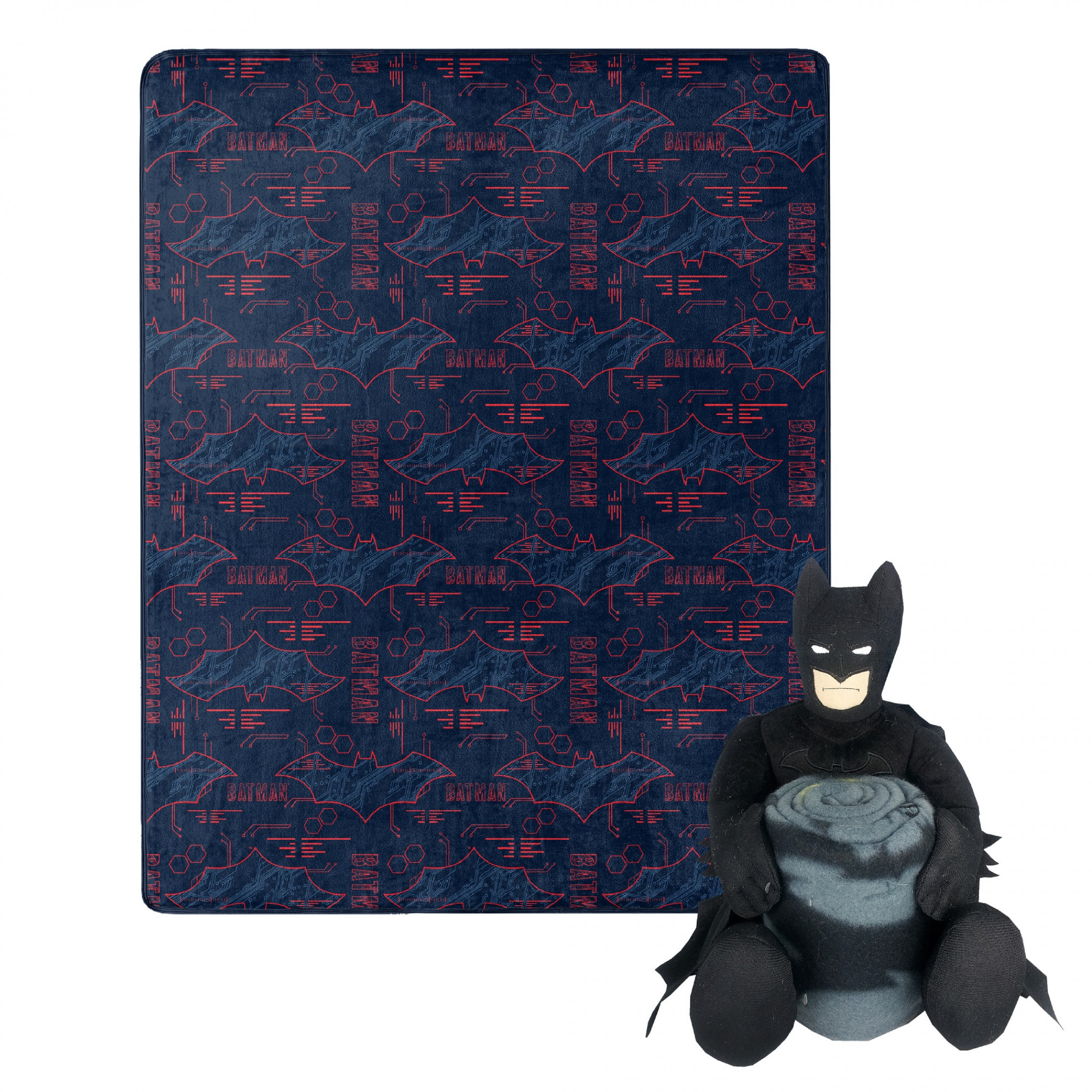 DC Comics Batman Symbols 40 X 50 Silk Touch with Plush Hugger, Black