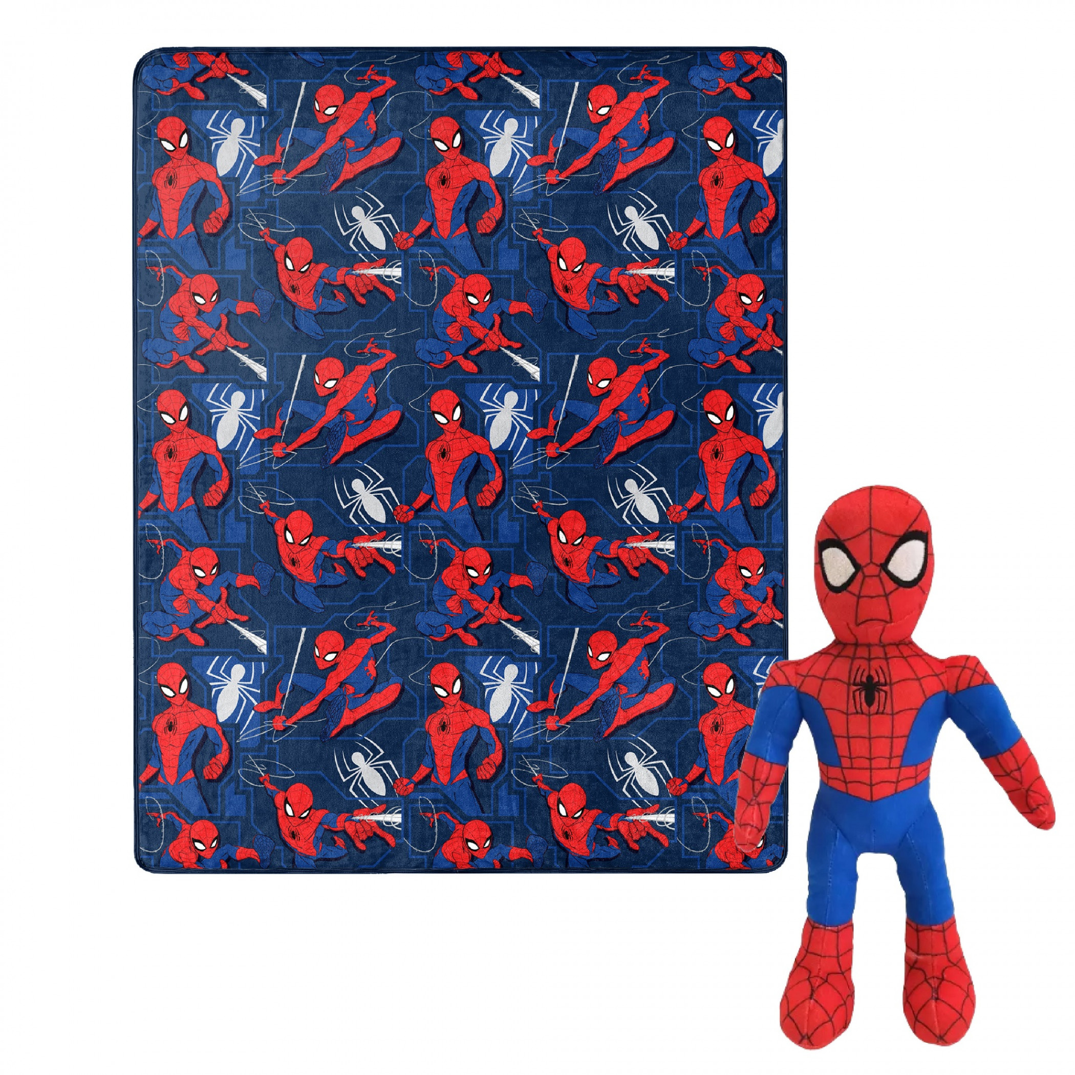 Spider-Man Character and Symbols Silk Touch with Plush Hugger, Blue