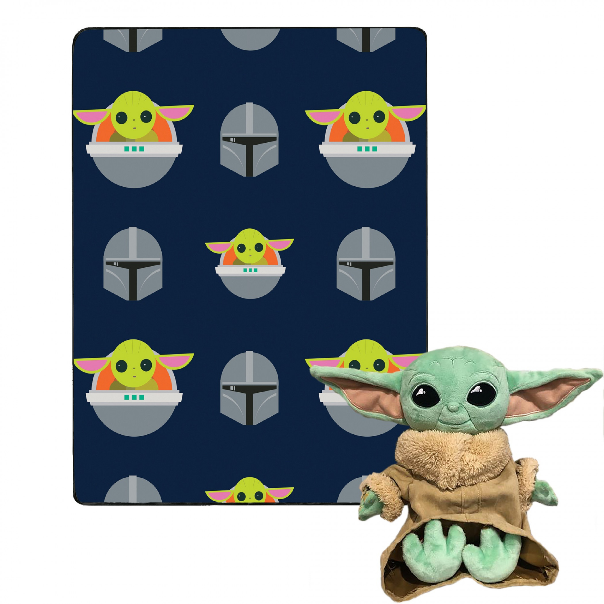 Star Wars The Mandalorian & The Child Grogu 40x50 Throw w/Plush Hugger, Green