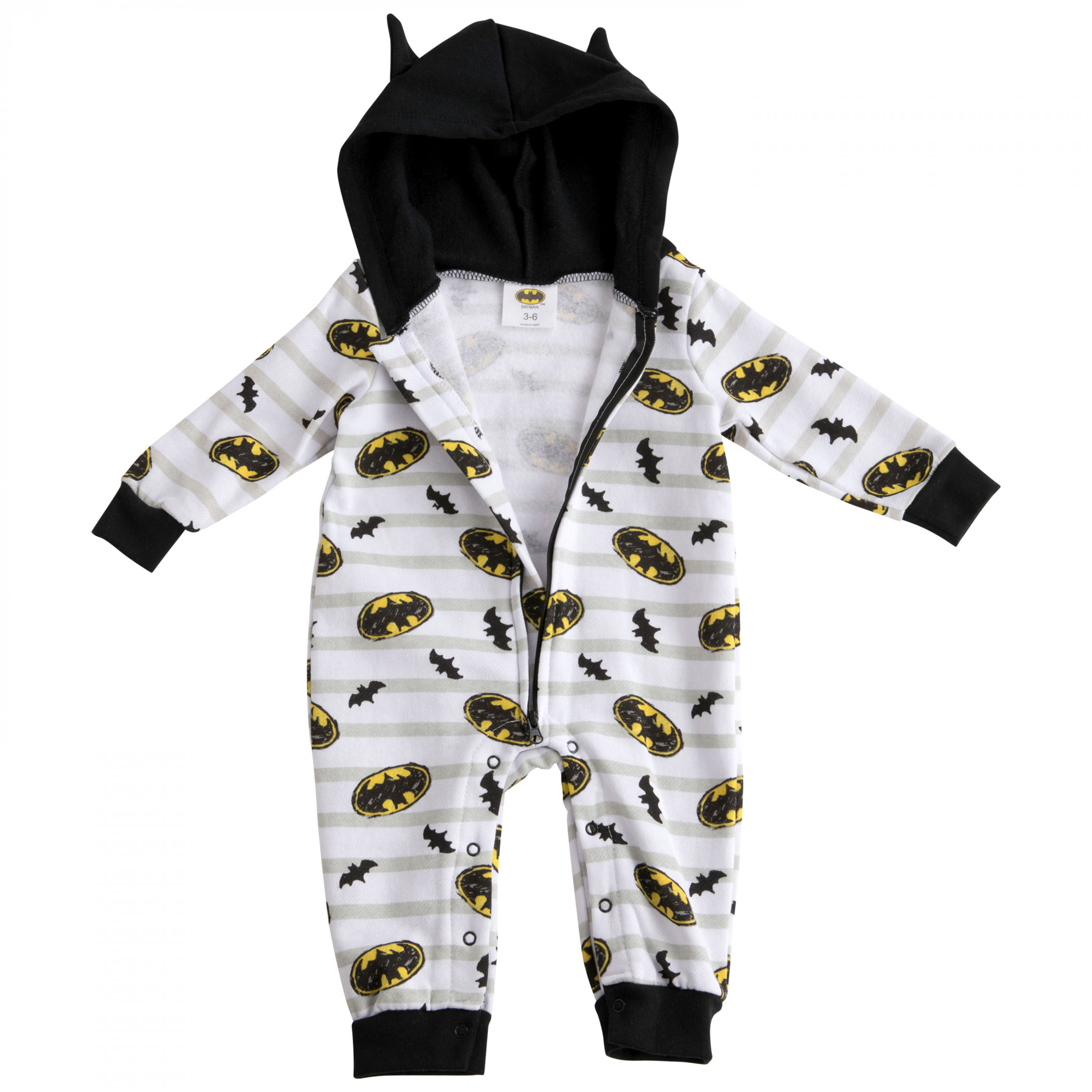 Batman Symbols Infant Hooded Fleece Coveralls with Ears Multi-Color - Picture 6 of 21