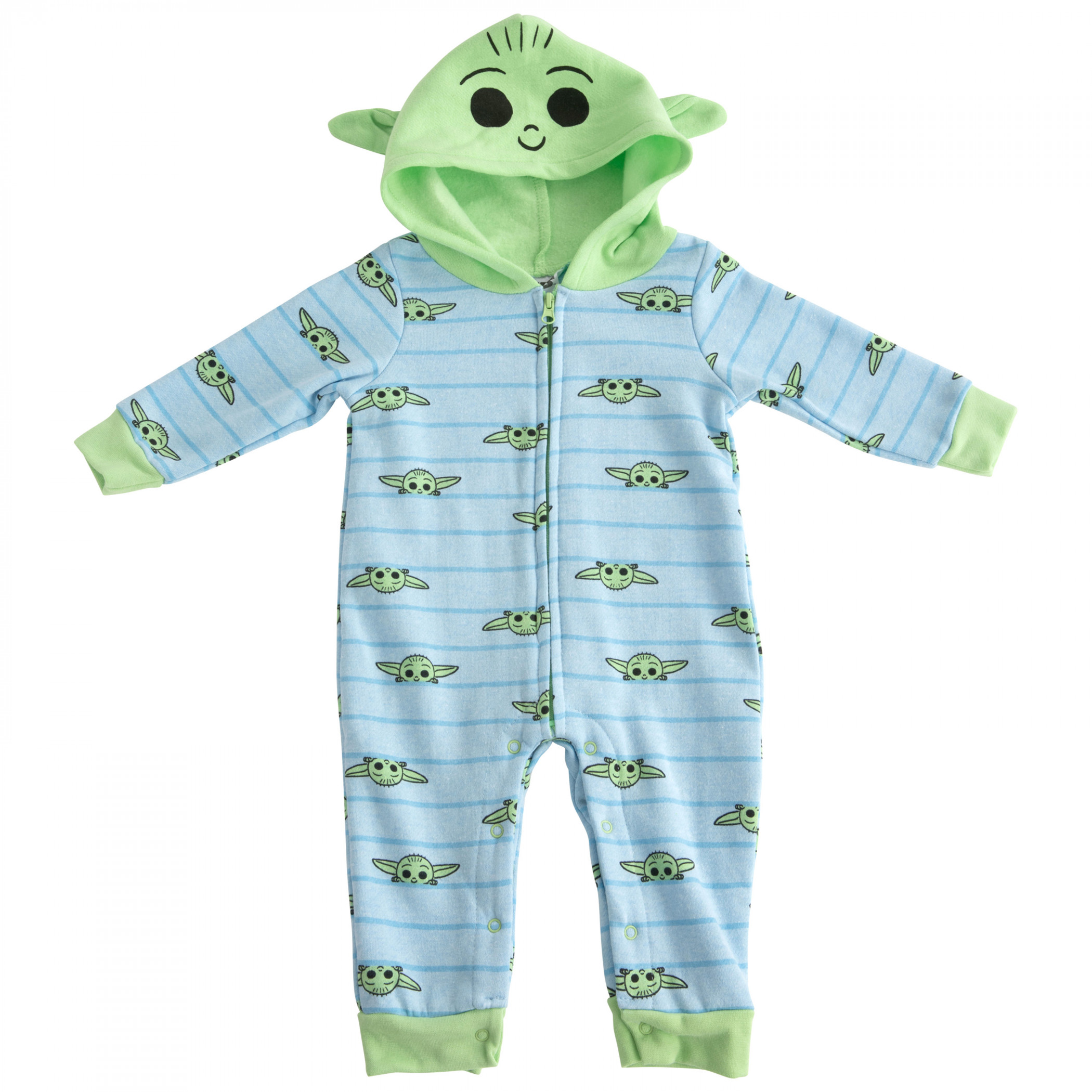 Star Wars Grogu Infant Hooded Fleece Coveralls with Ears, Multi-Color