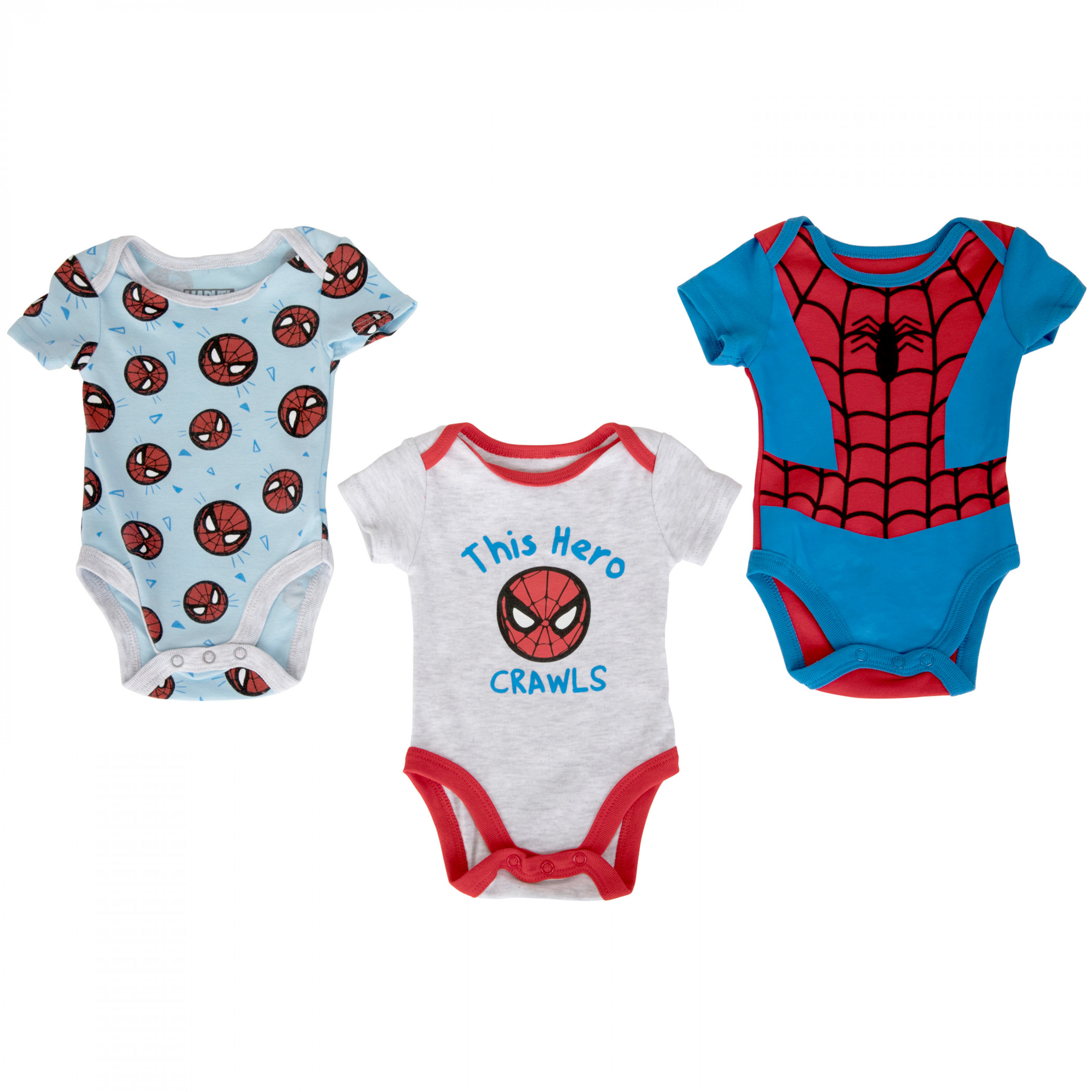 Spider-Man's Suit and Icons 3-Pack Infant Bodysuit Set, Multi-Color