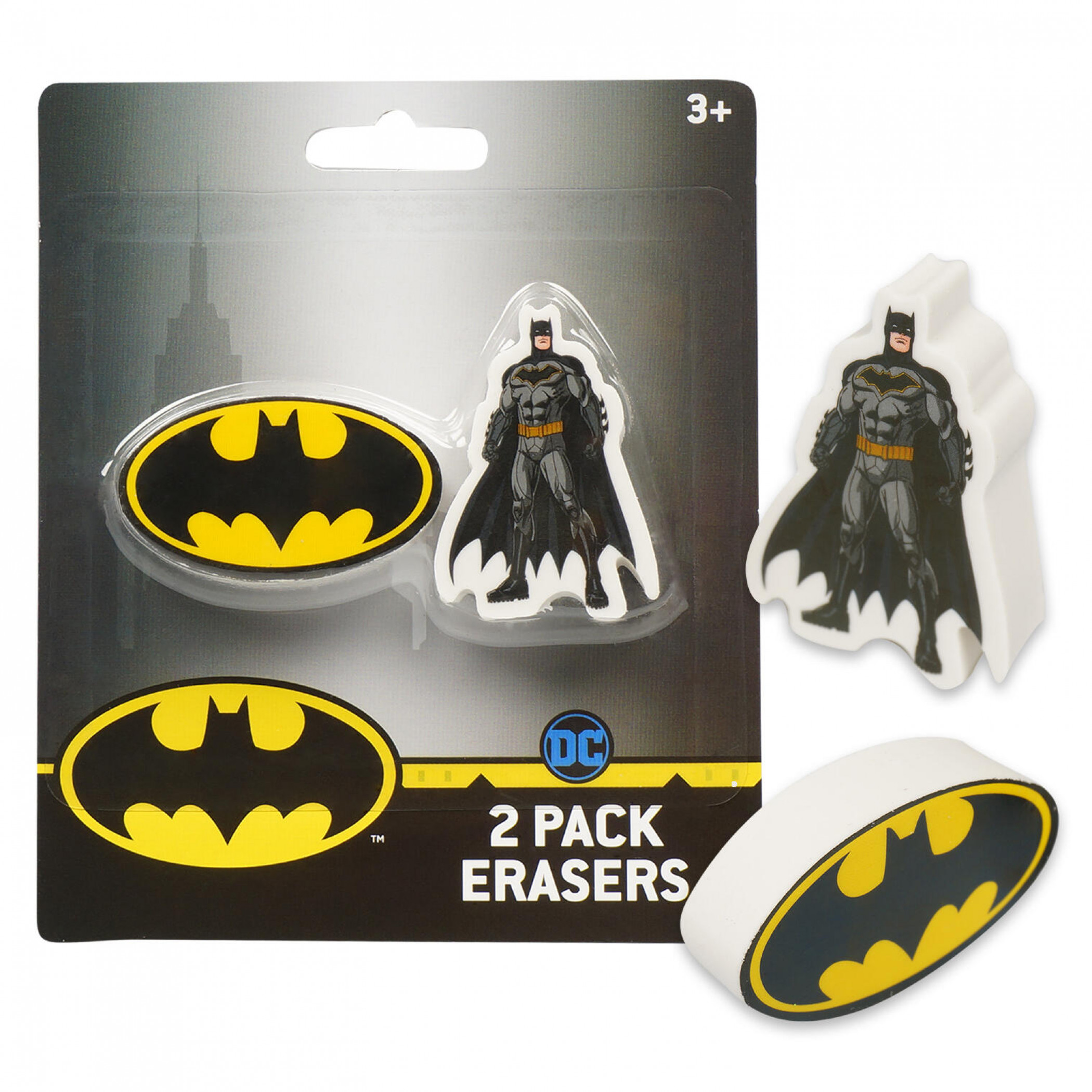 Batman 2-Pack Erasers, Black