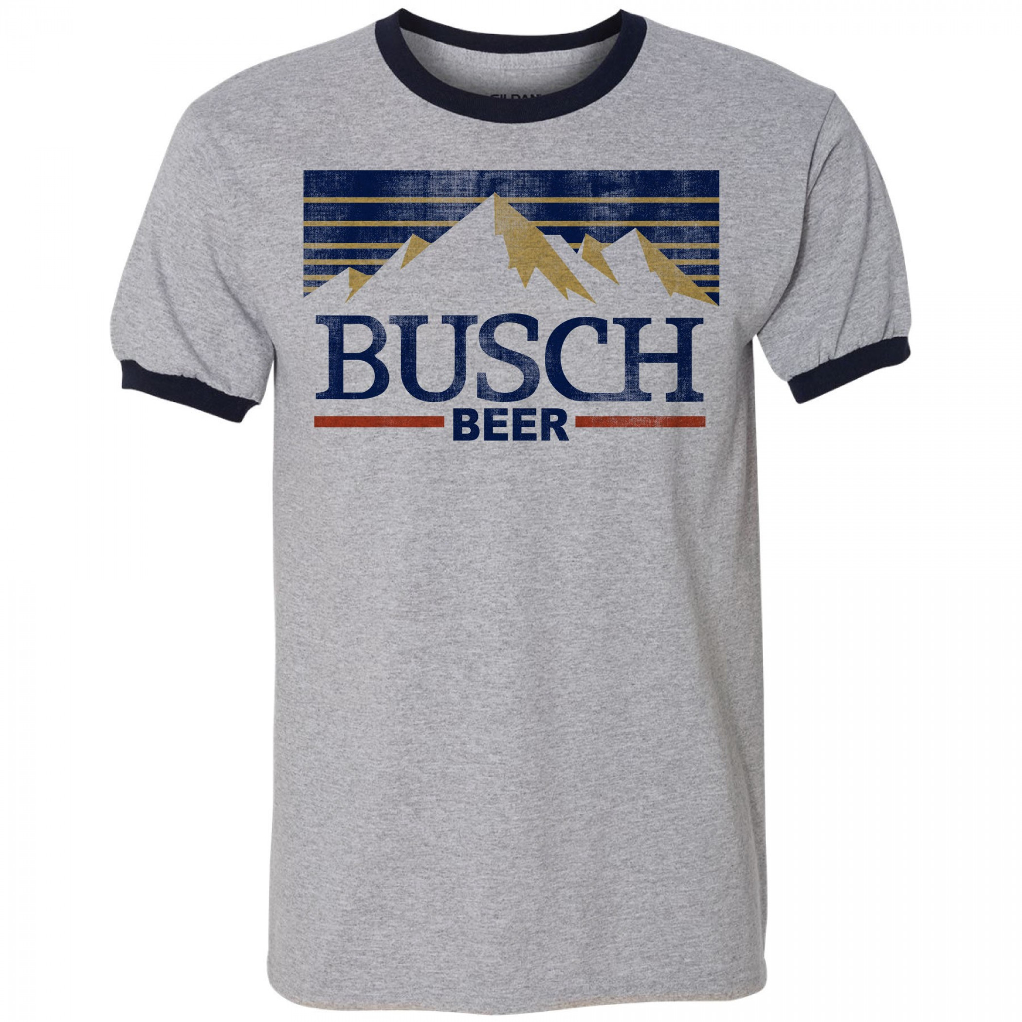 Busch Beer Vintage Distressed Label Ringer T-Shirt