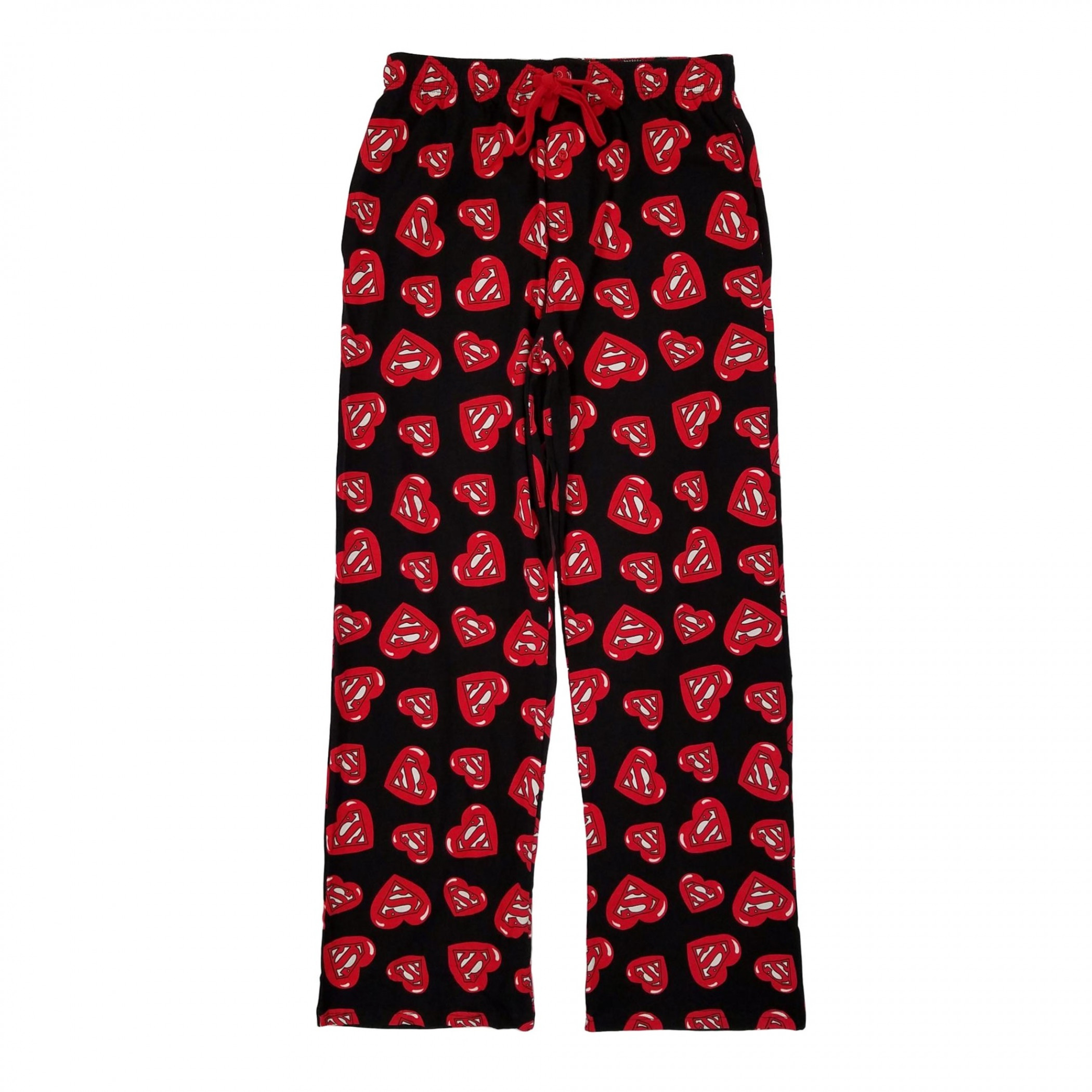 Superman Heart Symbols Love Unisex Pajama Sleep Pants, Black
