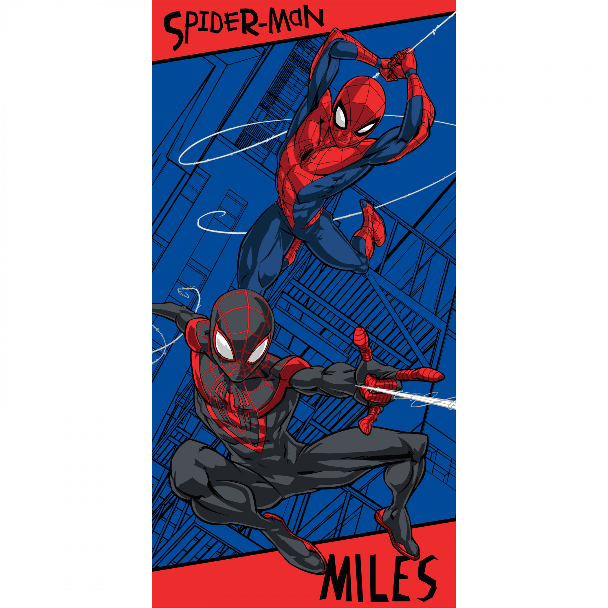 Spider-Man and Miles Morales Swinging 27x54 Beach Towel, Multi-Color