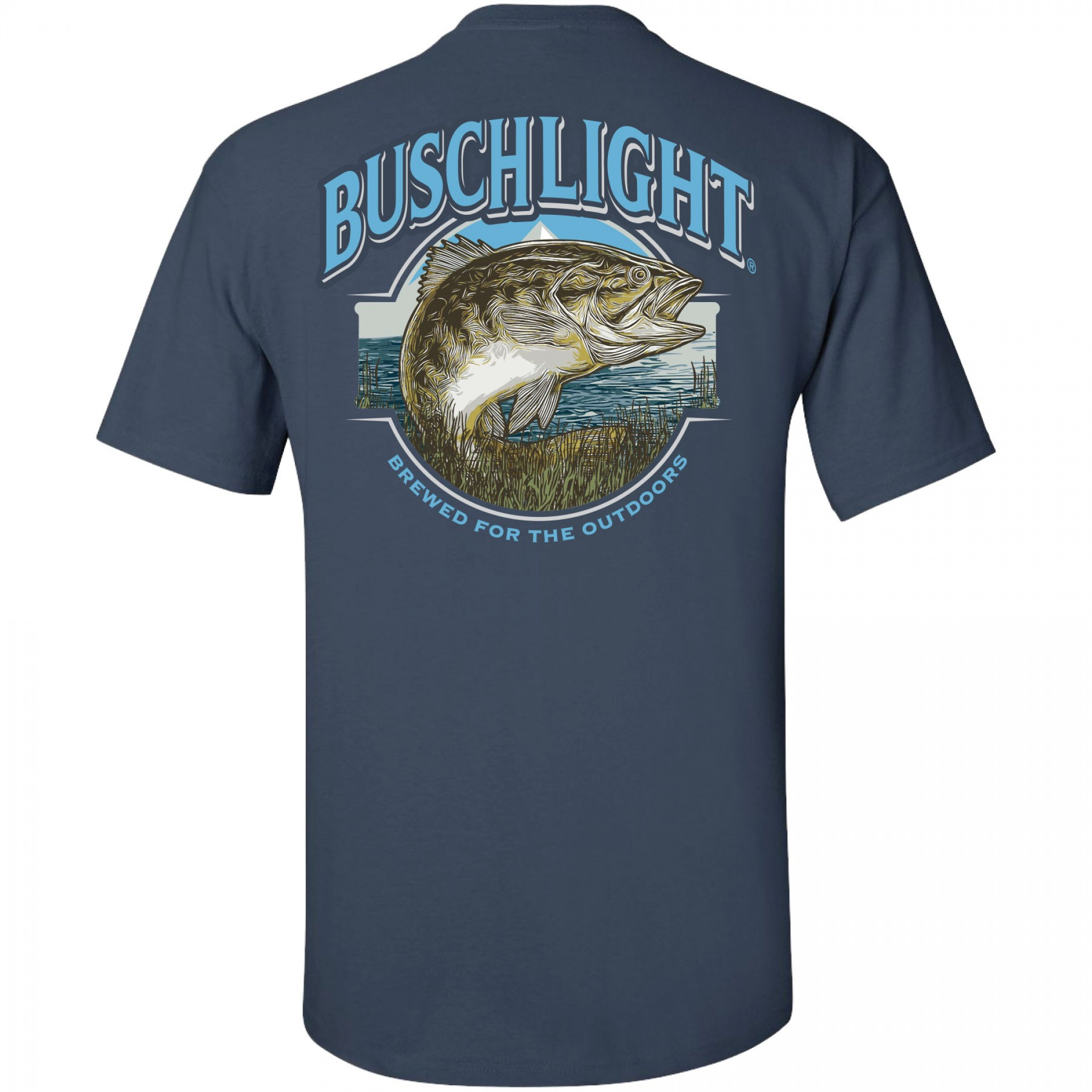 Busch Light Out Fishing Navy Colorway Front and Back Print T-Shirt