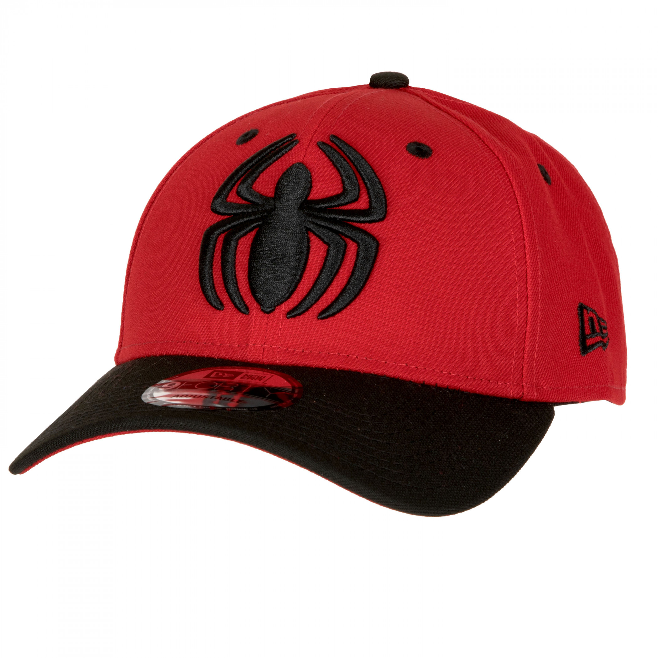 Spider-Man Logo Black and Red New Era 9Forty Adjustable Hat, Red