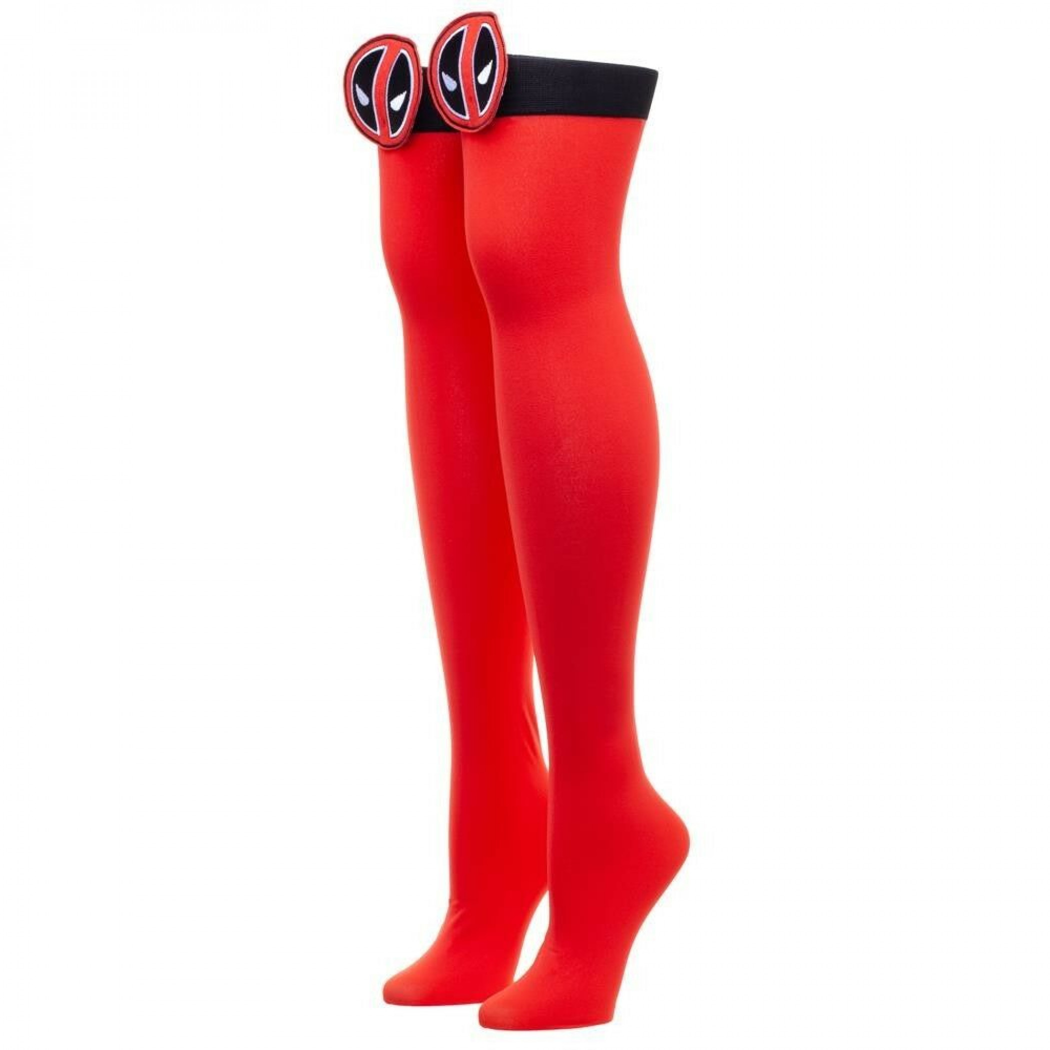 Deadpool Face Symbols Women's Over the Knee Socks, Red