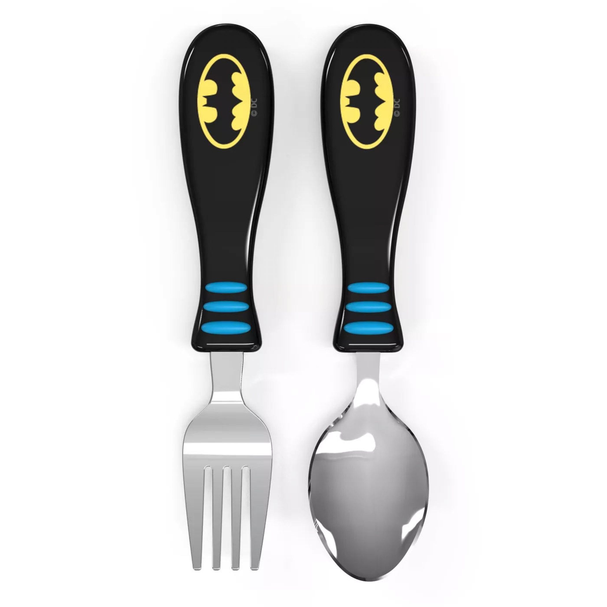 Batman Easy Grip Flatware Fork Spoon Set, Black