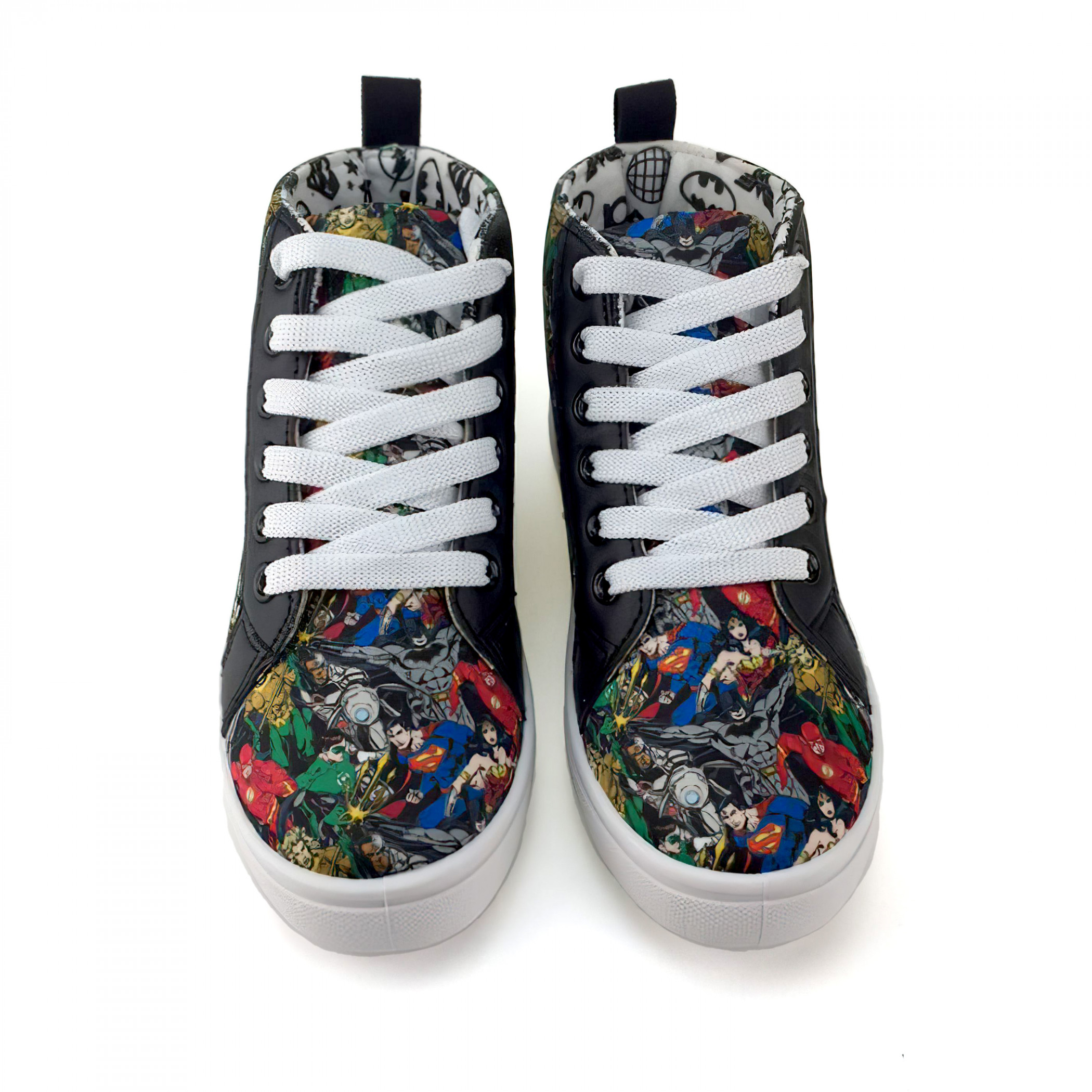DC Super Hero Collage High Top Boy's Shoes, Black