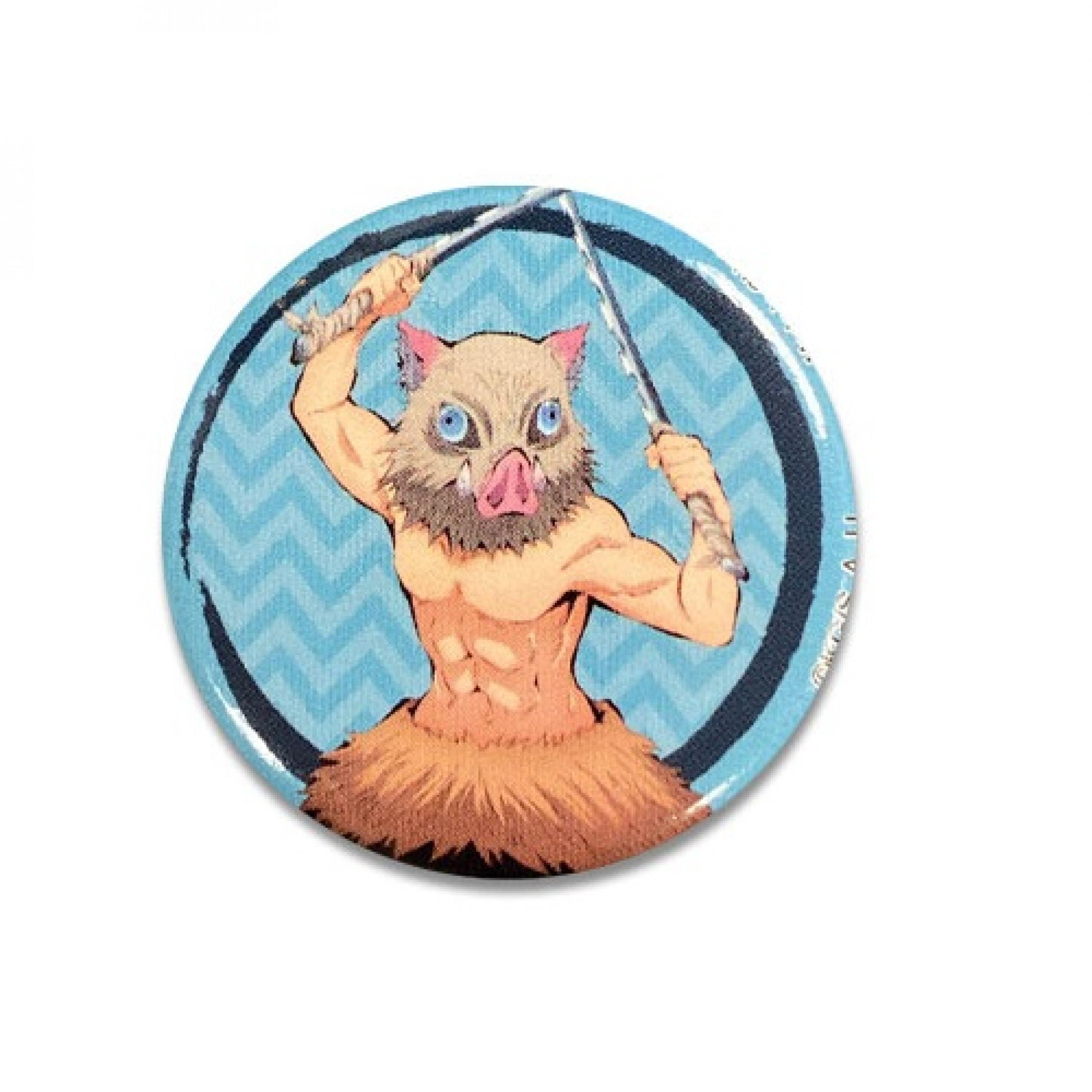Demon Slayer Inosuke Hashibira Button, Blue