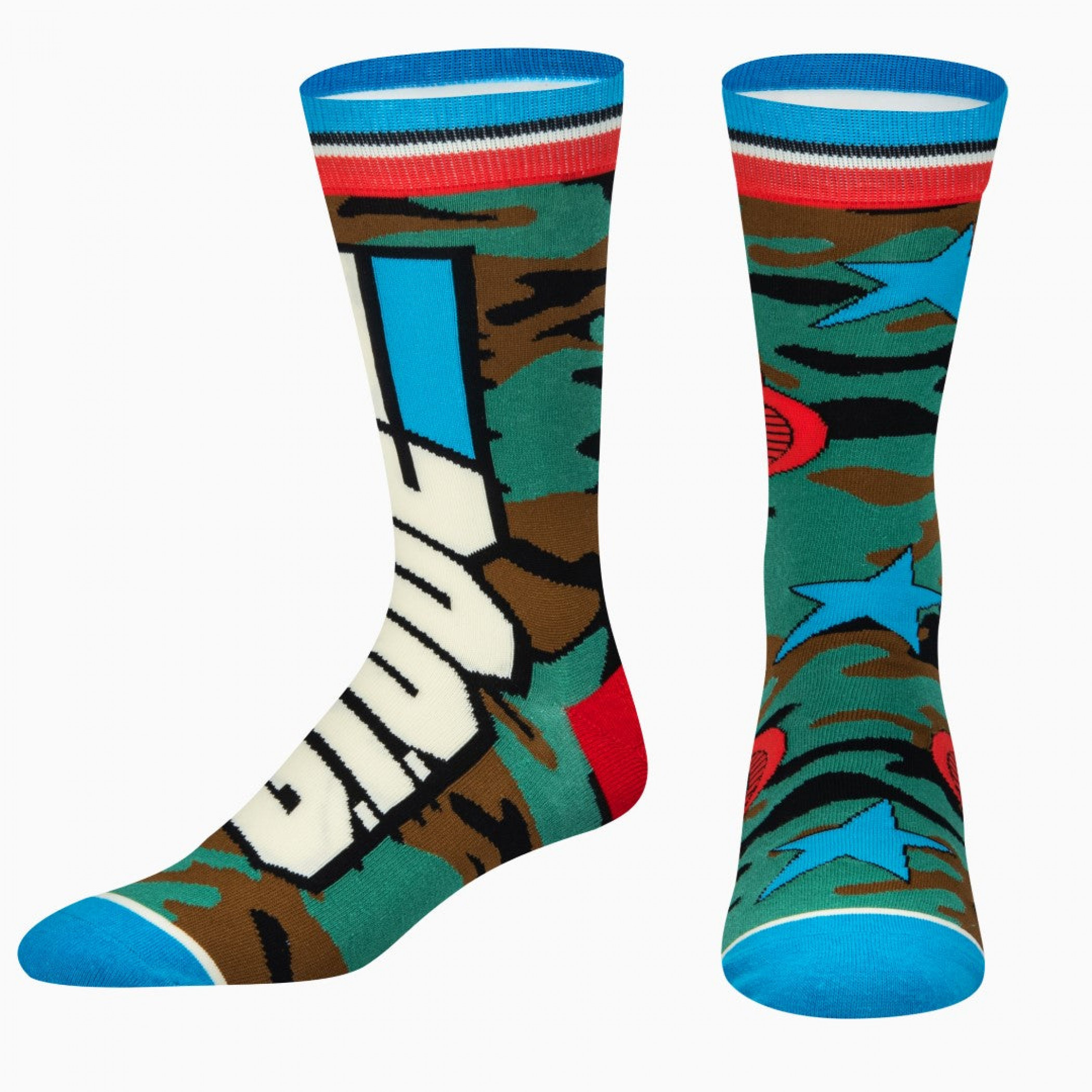 G.I Joe Stars and Camo Split Crew Socks, Green