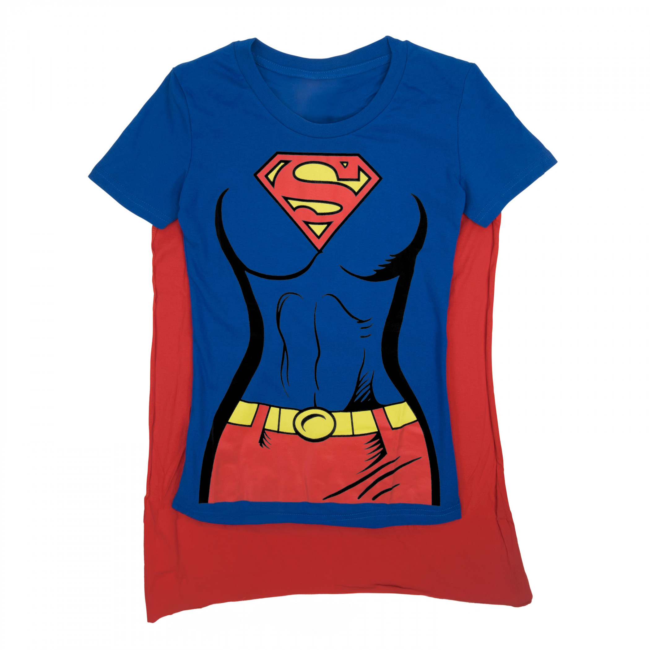 Superman Supergirl Cape Costume Tee Shirt, Blue