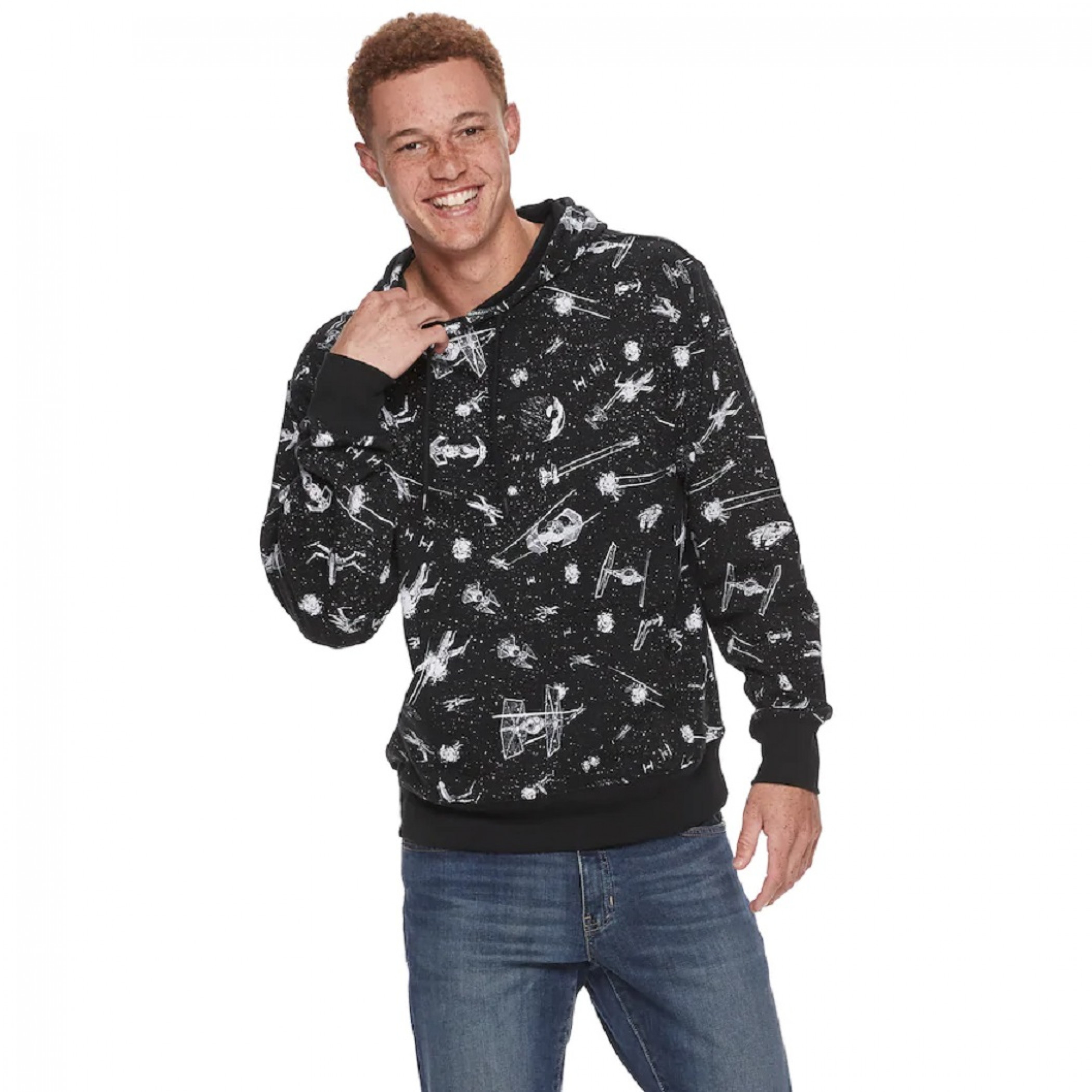 Star Wars Ships All Over Print Pullover Hoodie, Black