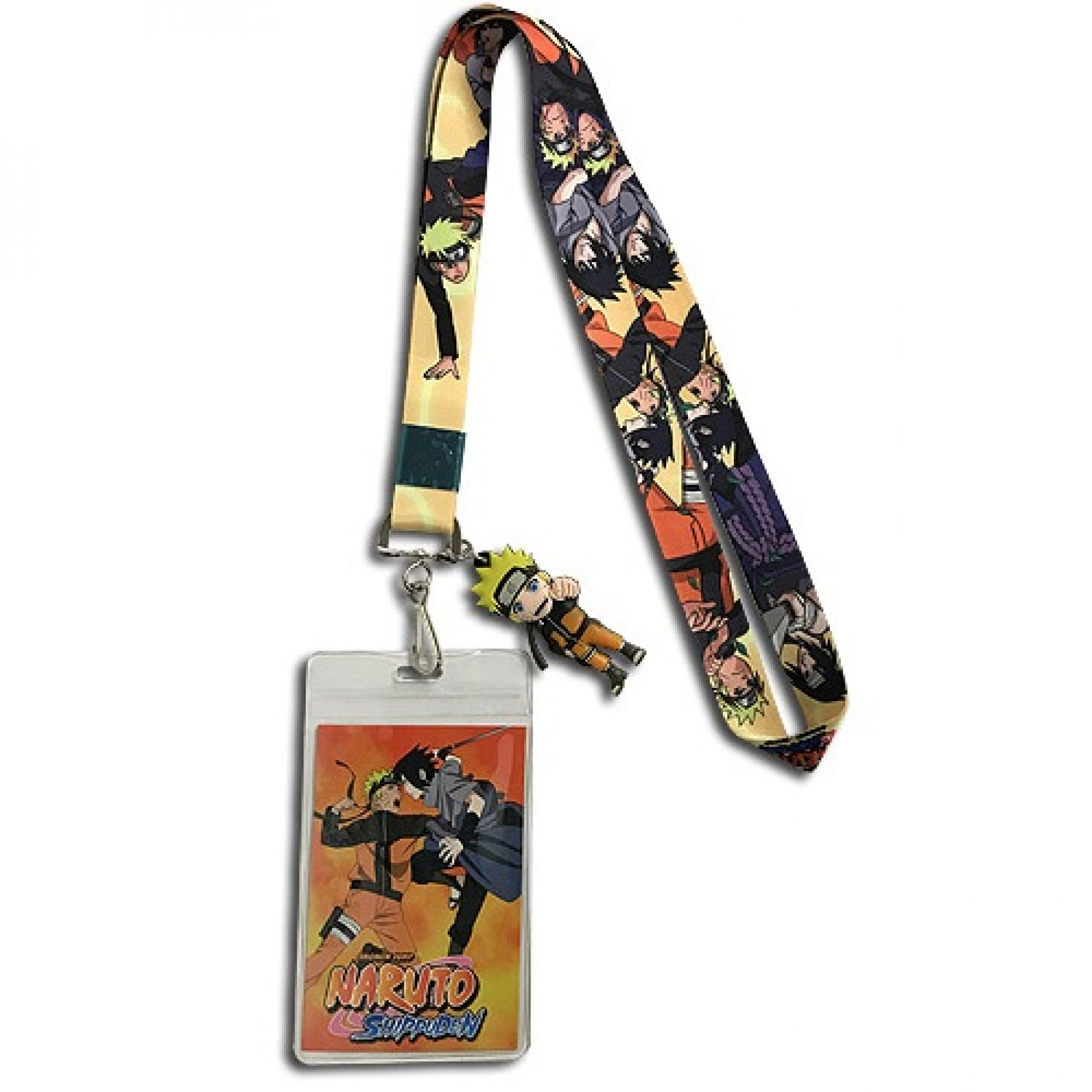 Naruto & Sasuke ID Badge and Charm Lanyard, Orange