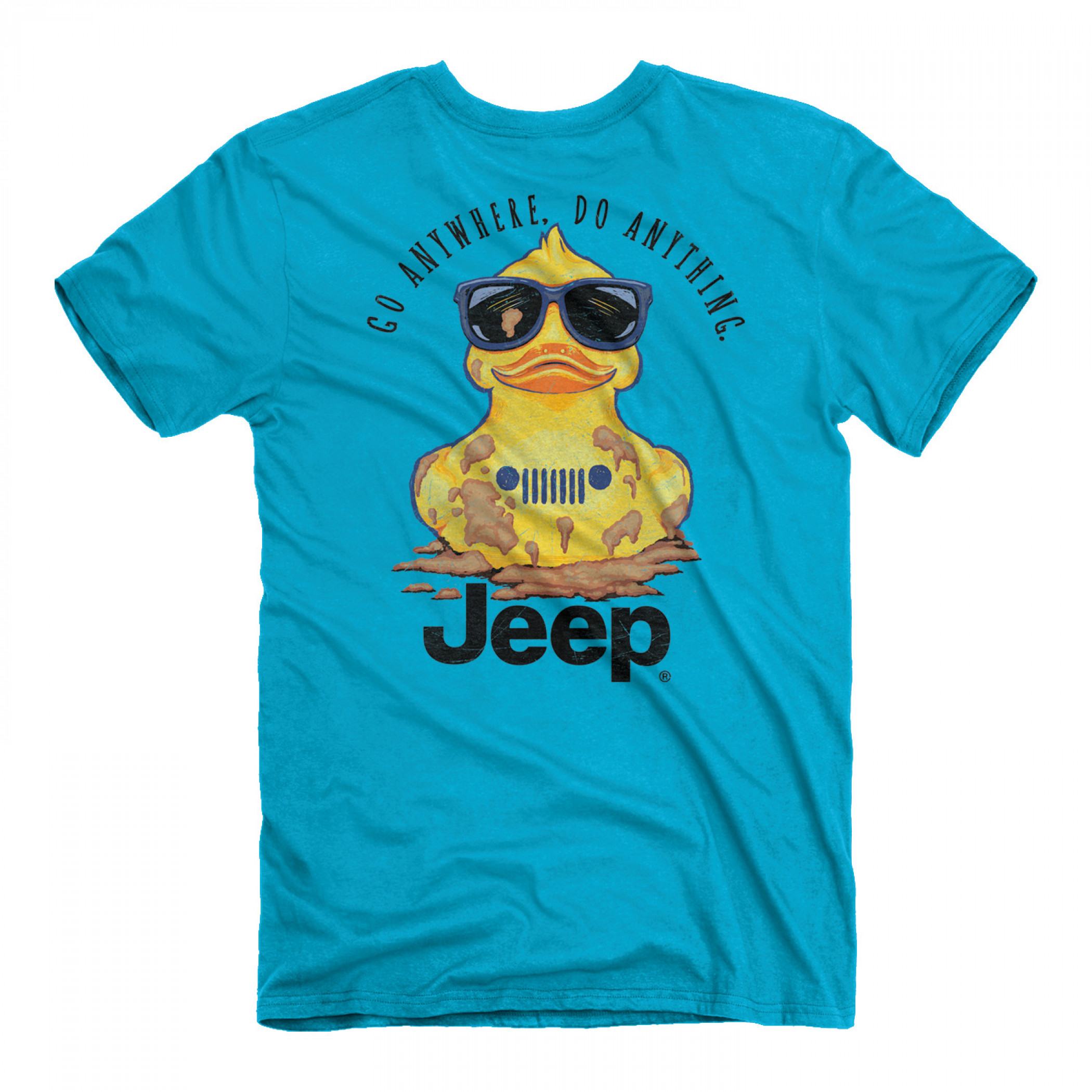 Jeep Duck Go Anywhere Do Anything Front and Back Print T Shirt Blue