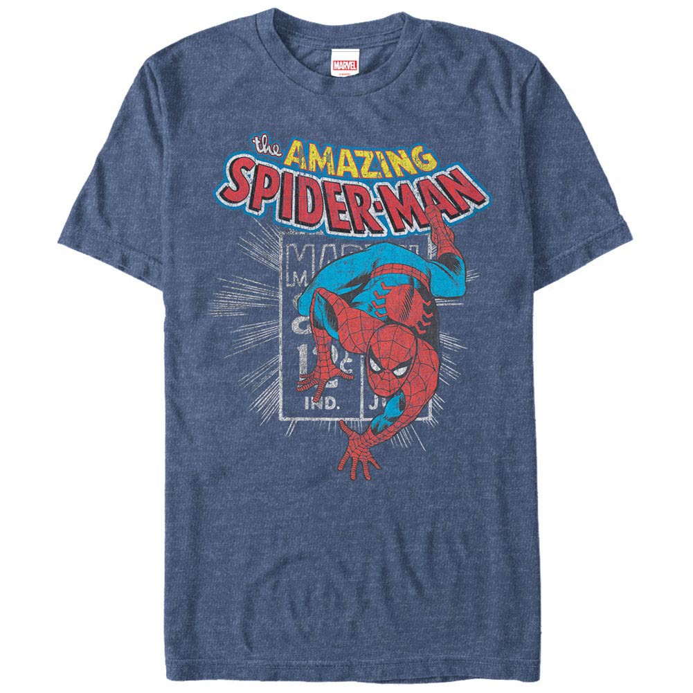 Spider-Man Spidey Stamp Mens Blue T-Shirt, Blue