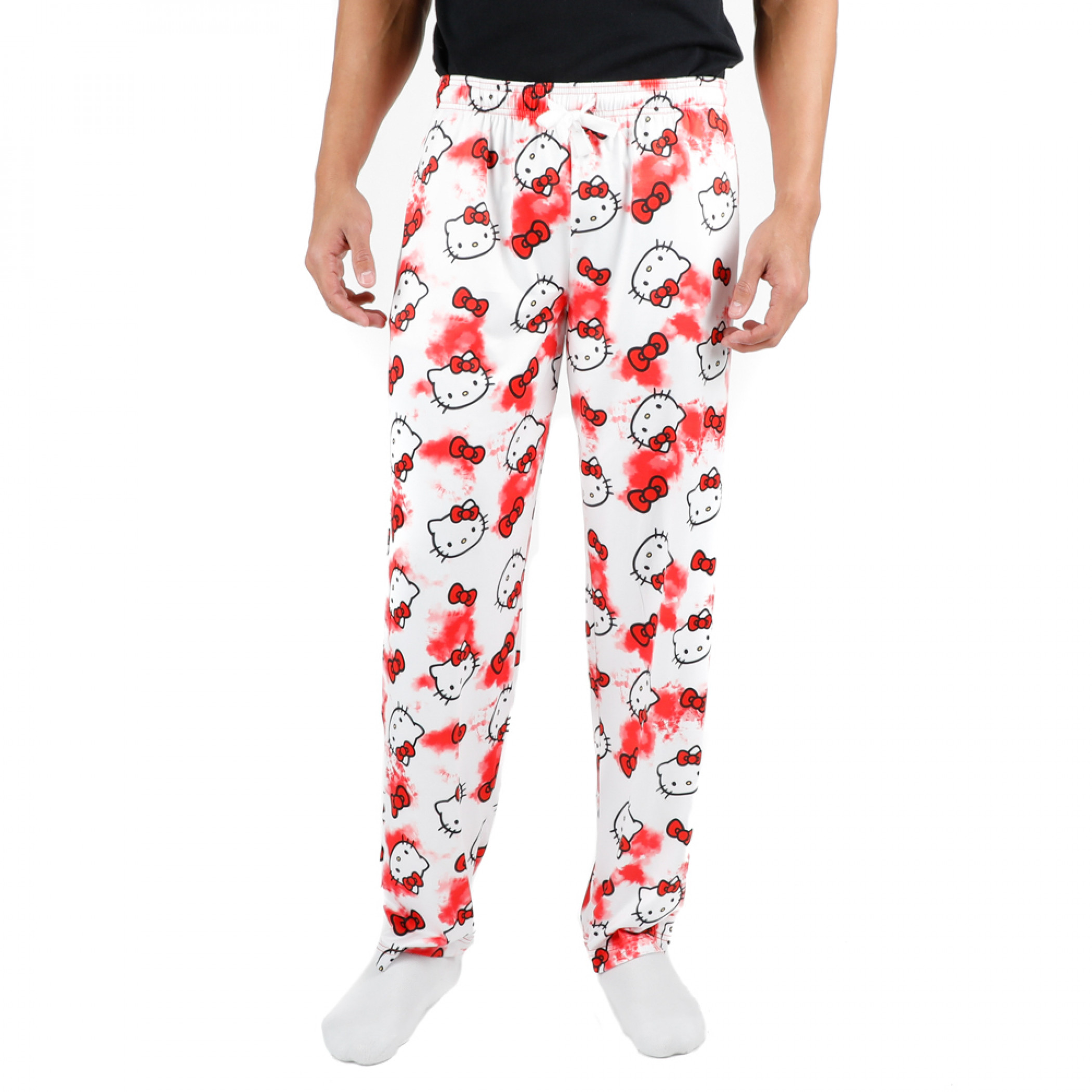 Hello Kitty Strawberry Tie-Dye All Over Print Sleep Pants, White
