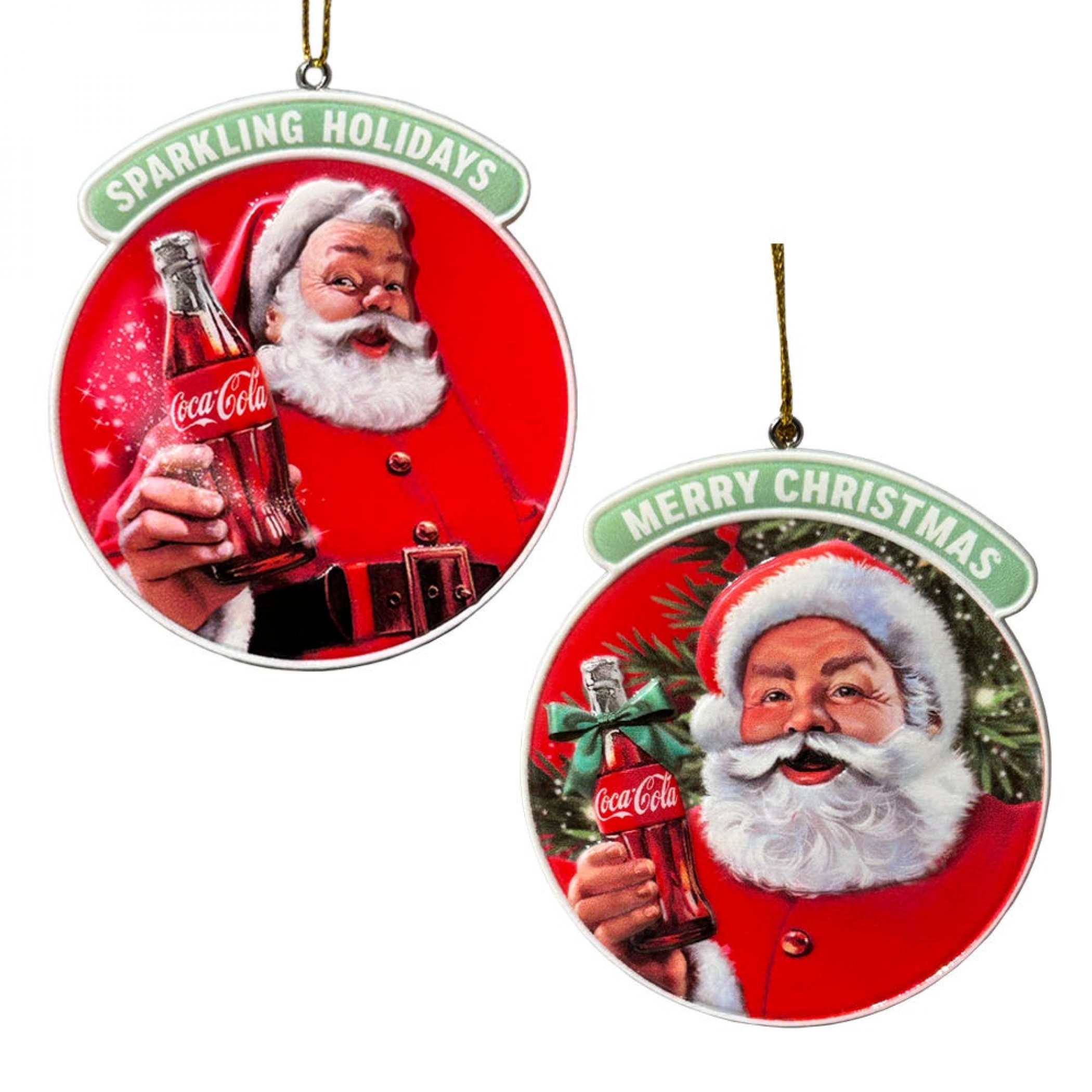 Coca-Cola 3-D Printed Santa Christmas Round Ornaments Pack