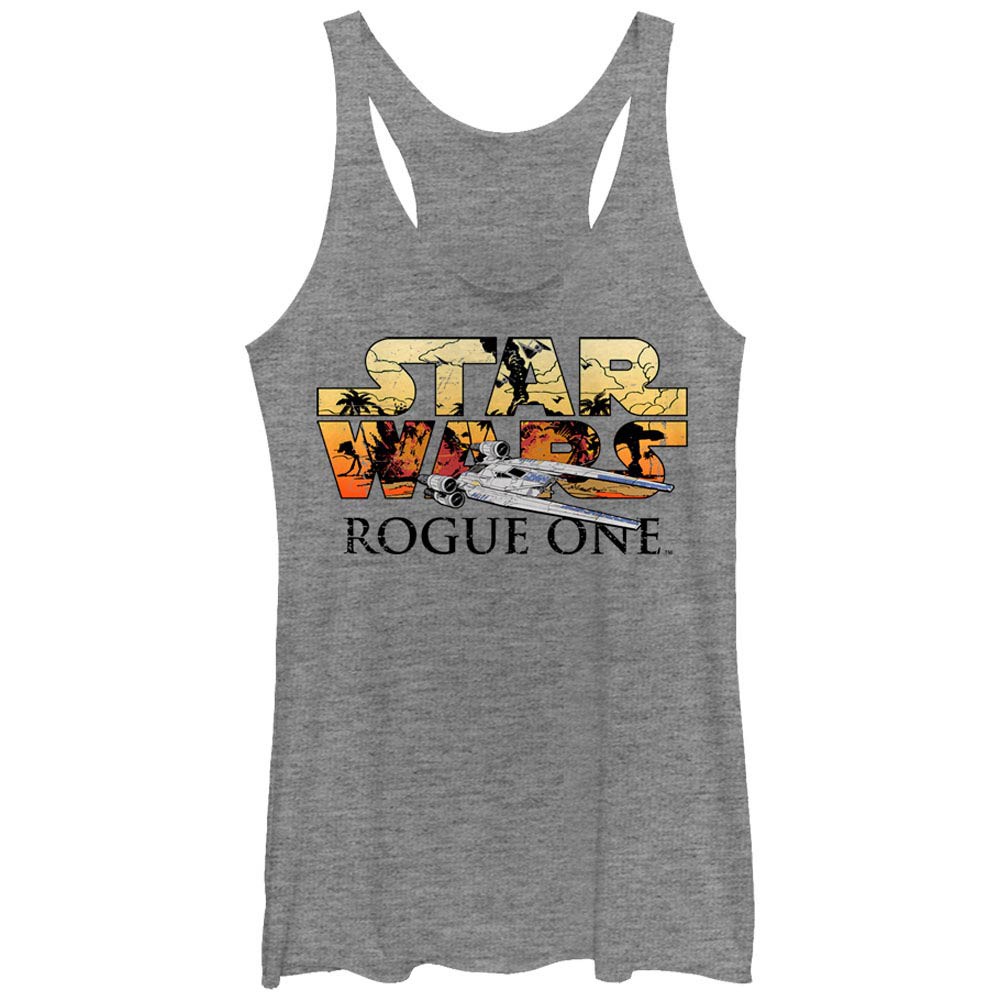 Star Wars Rogue One U-Wing Logo Gray Juniors Racerback Tank Top, Grey