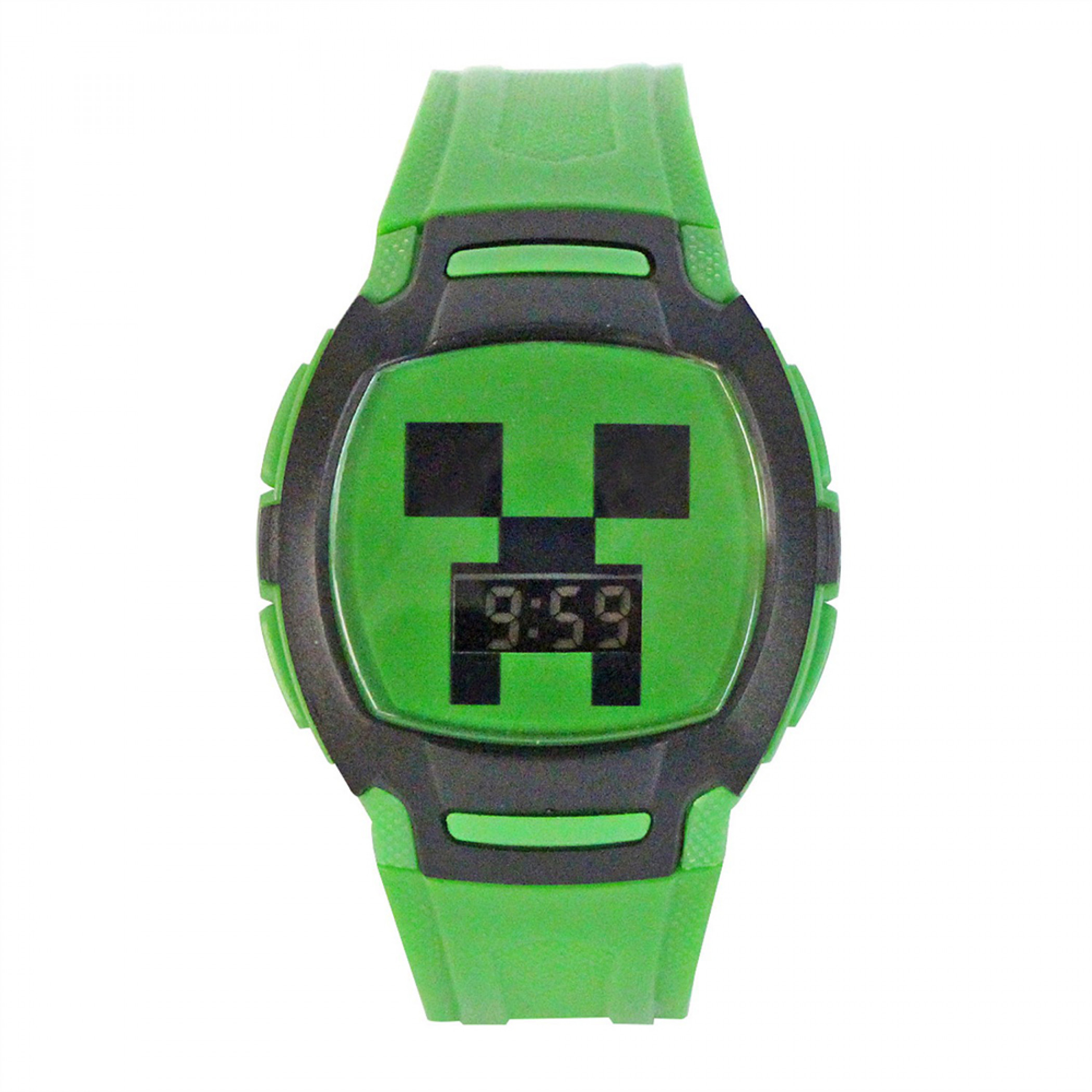 Minecraft Creeper Flashing LED Lights LCD Watch with Silicone Straps, Green