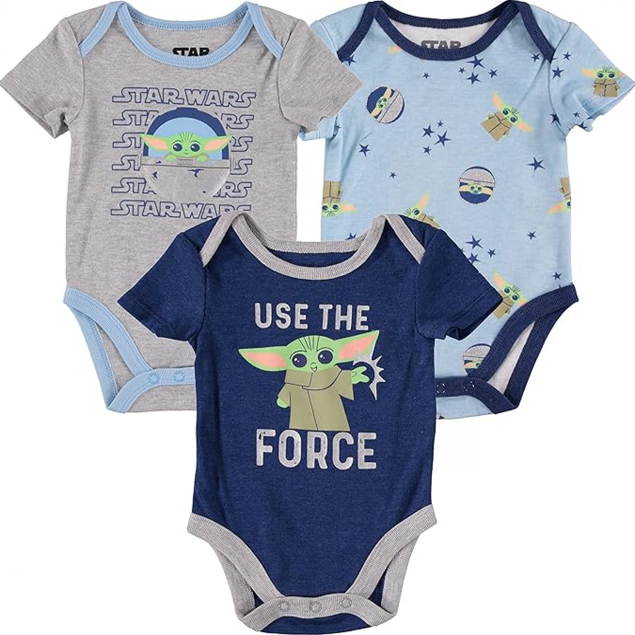 Star Wars Disney Grogu Infant Short Sleeve Bodysuits 3-Pack, Multi-Color