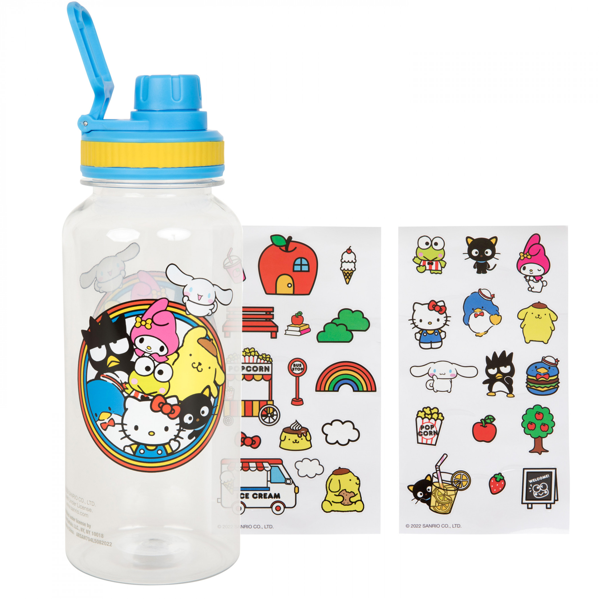 Hello Kitty and Friends Sanrio 32 oz Water Bottle with Stickers, White