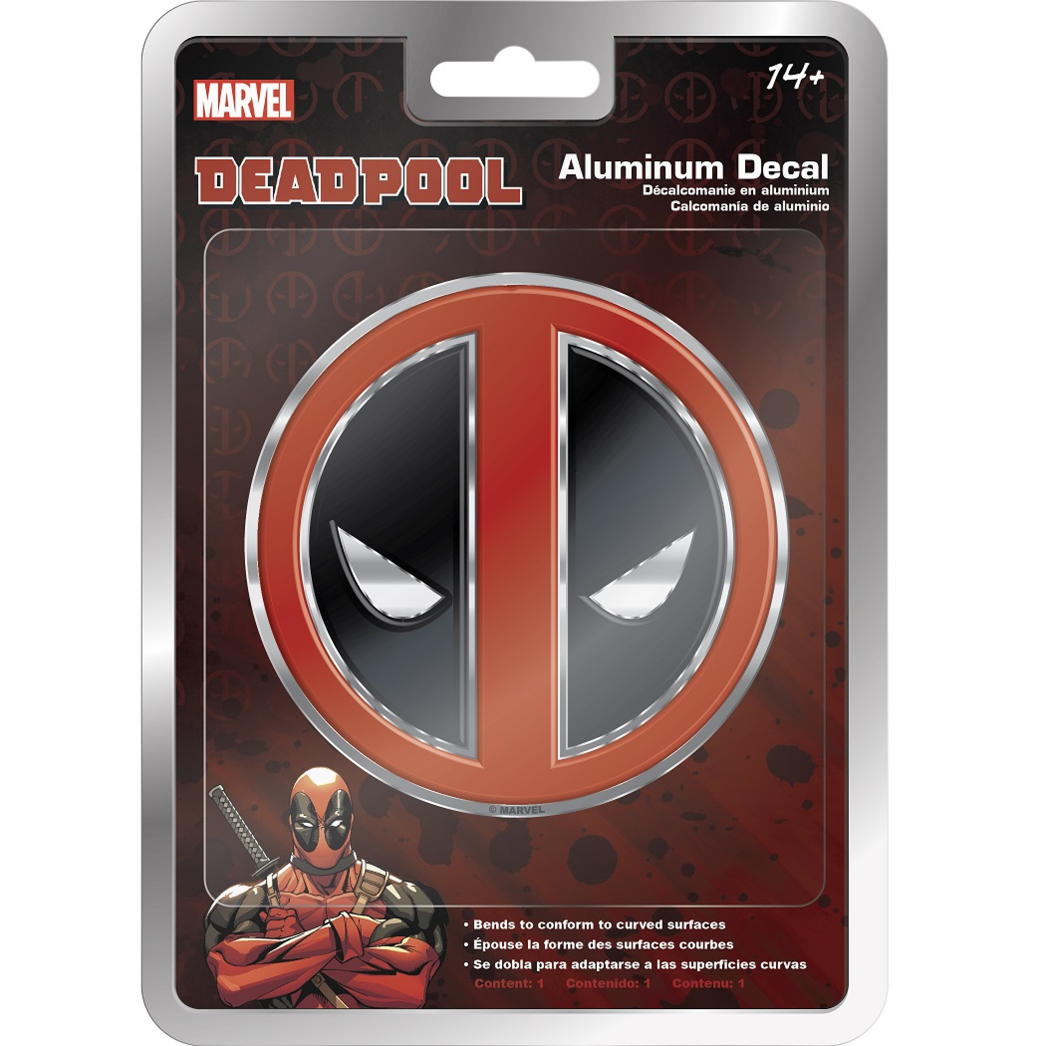 Deadpool Logo Aluminum Car Decal, Multi-Color