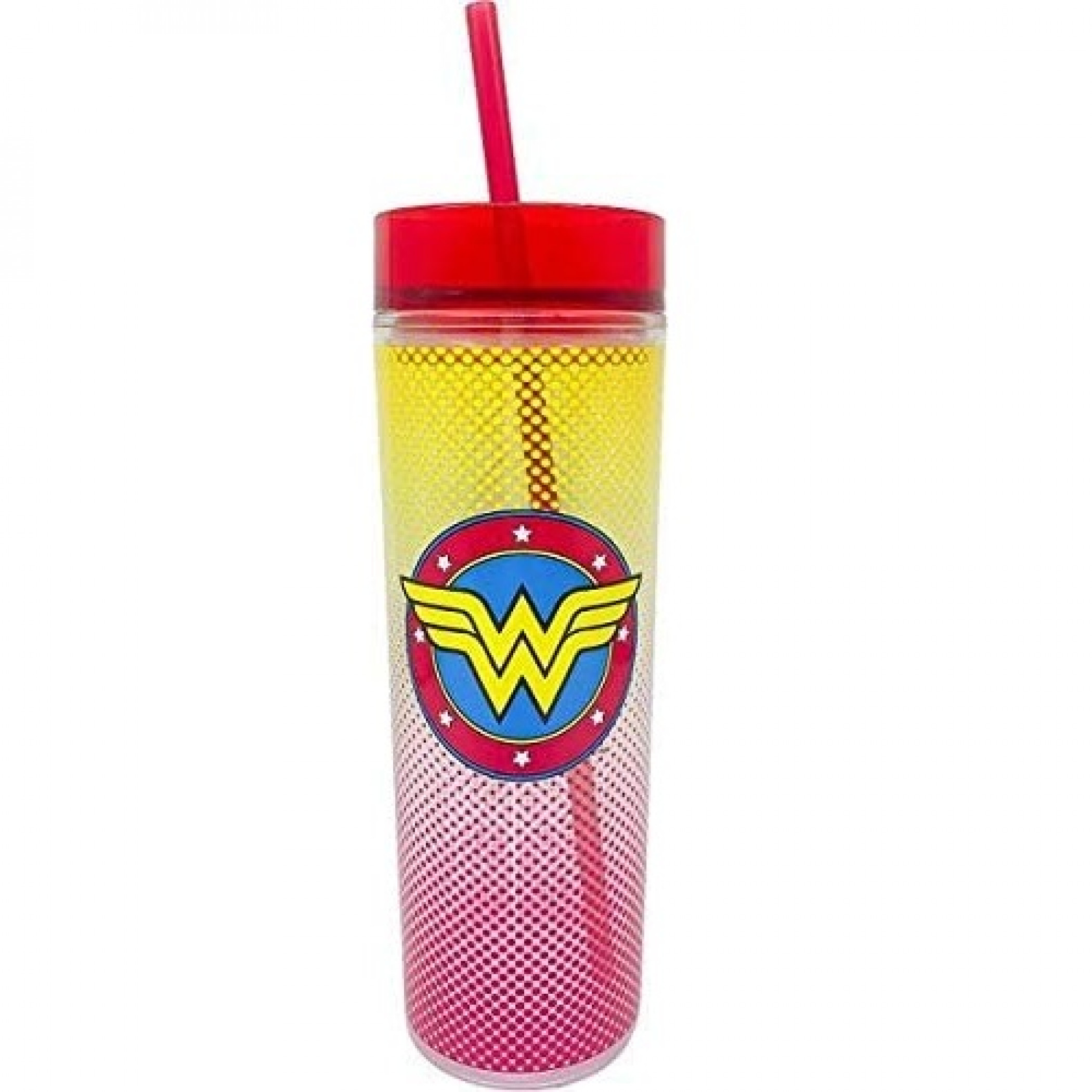 Wonder Woman Symbol Travel Mug with Straw, White