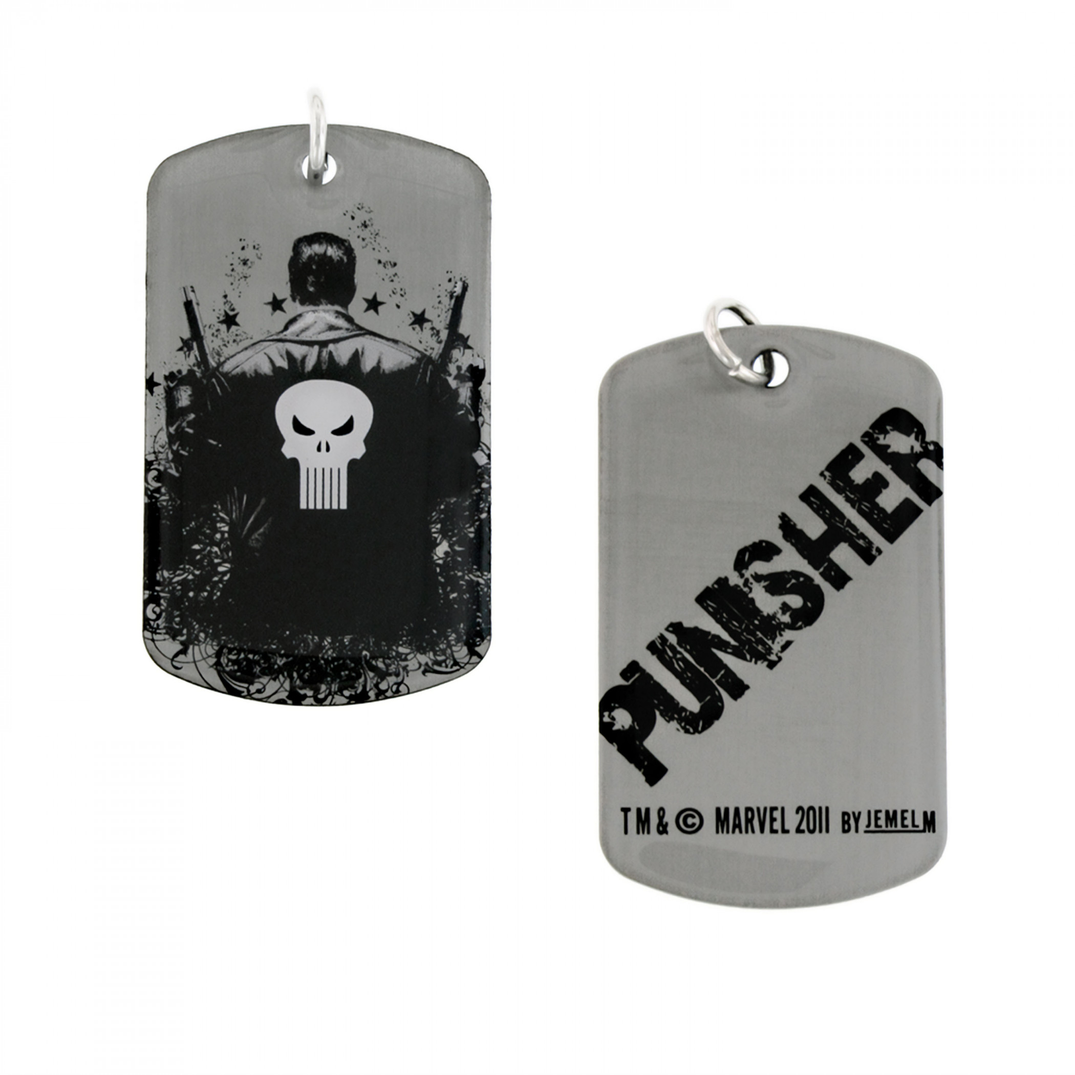 Punisher Splatter Logo Double-Sided Dog Tag, Silver