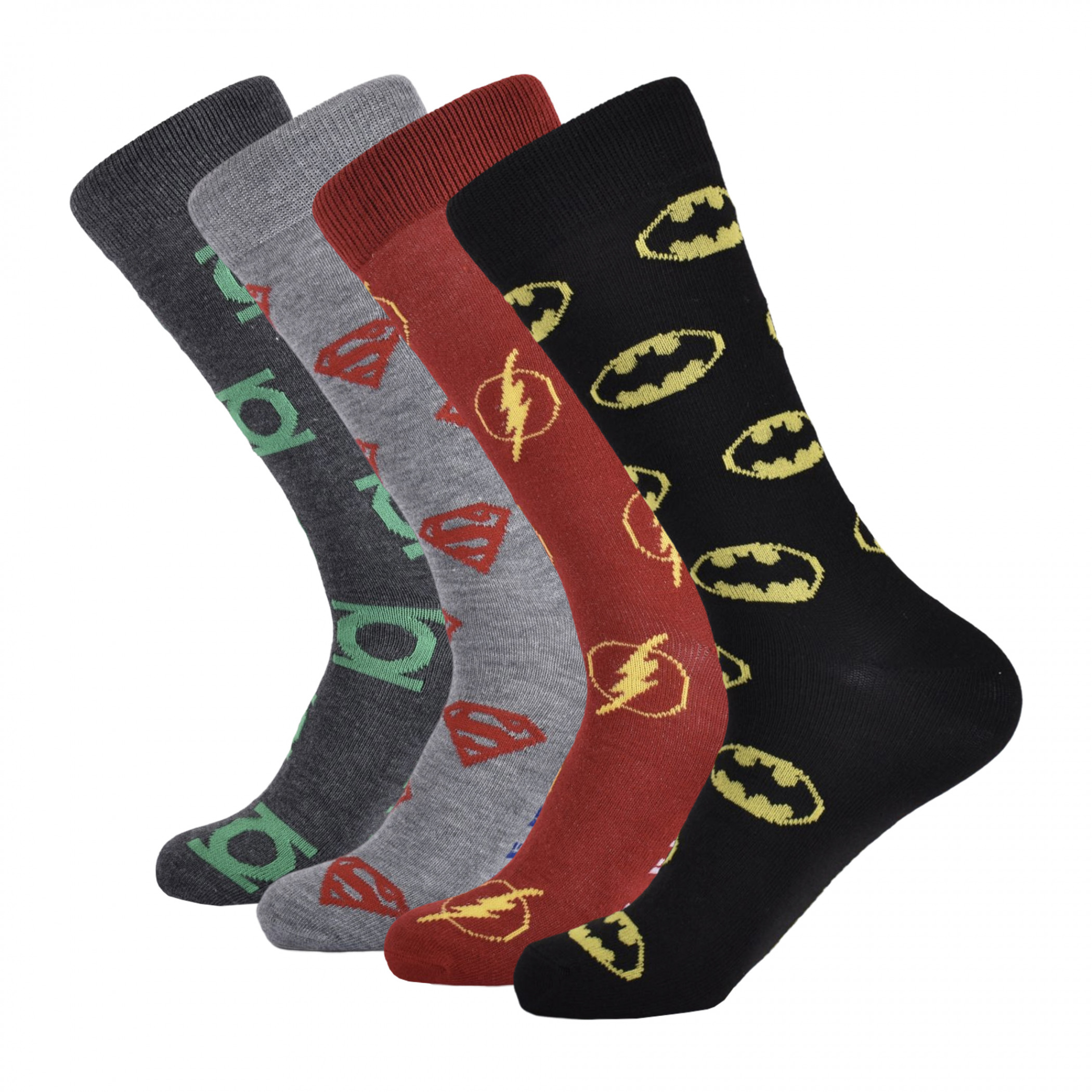 DC Comics Justice League Crew Socks Boxed Set of 4 Pairs, Multi-Color