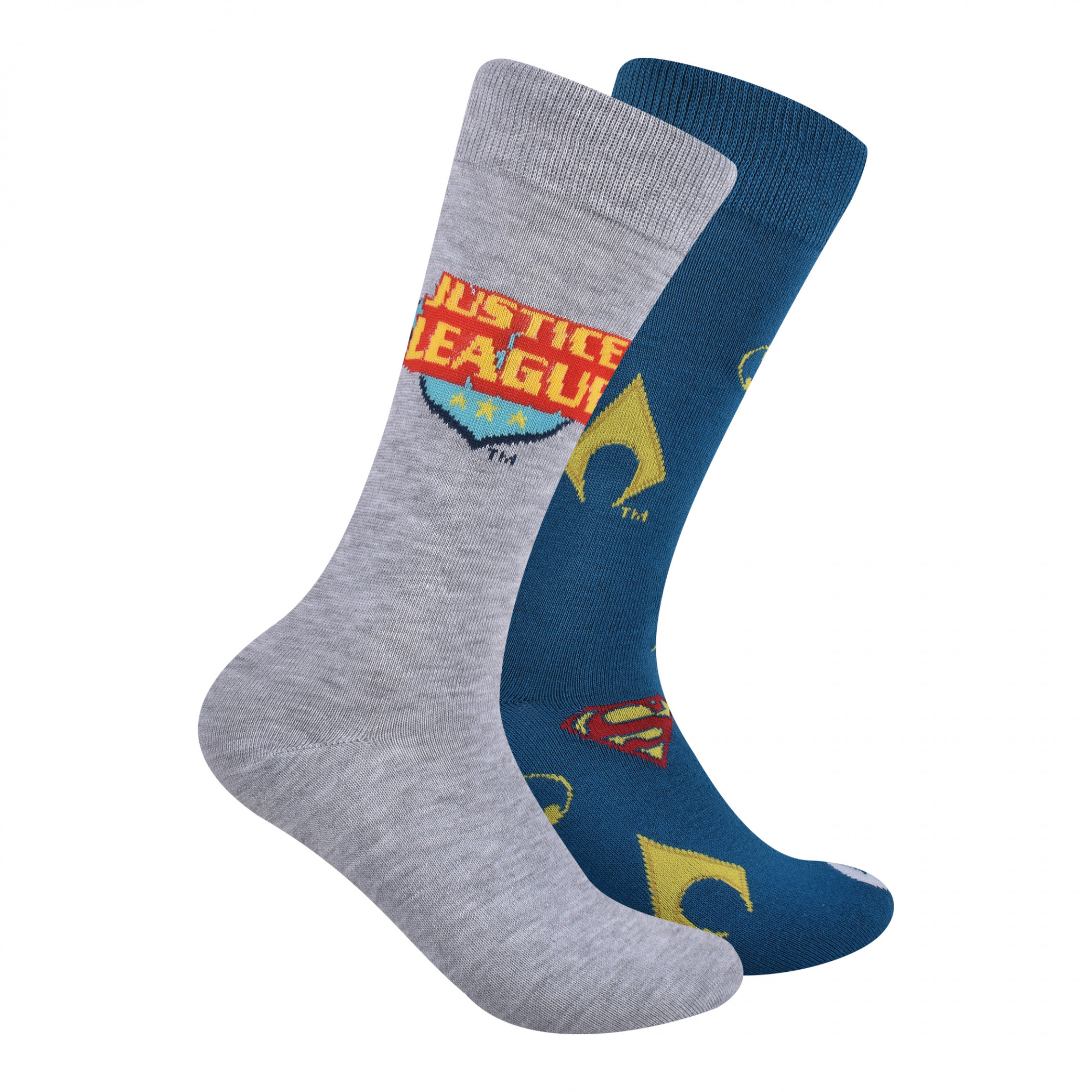 DC Justice League Team of Heroes Crew Socks 2-Pair Pack, Multi-Color