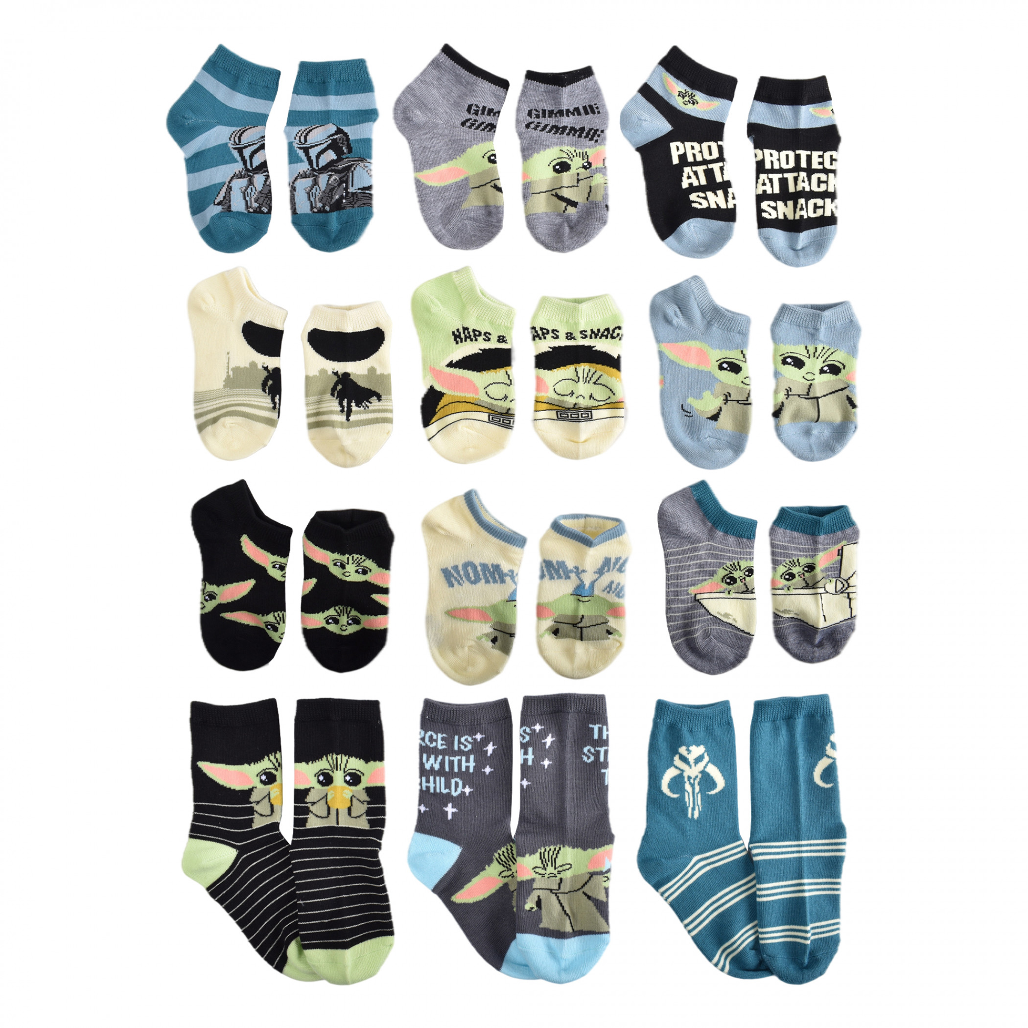 Star Wars The Mandalorian 12-Days of Socks Variety Box Set, Multi-Color