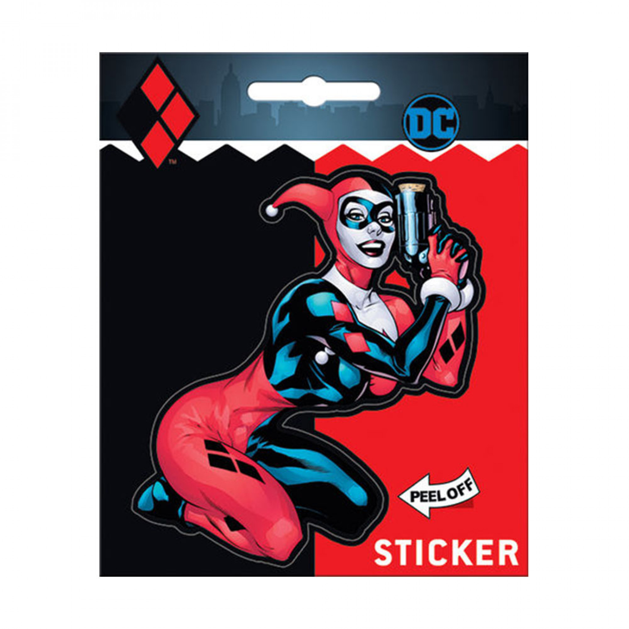 Harley Quinn Gun Pose Sticker, Red