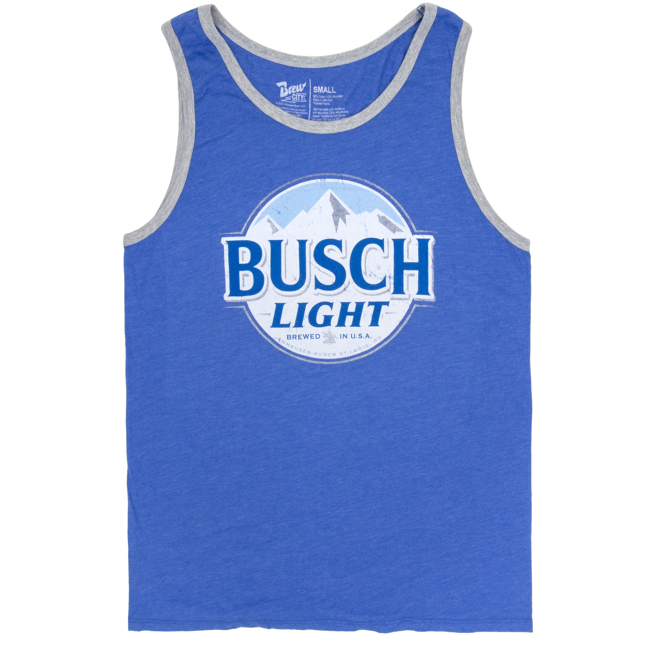 Busch Light Logo Mens Ringer Blue Tank Top