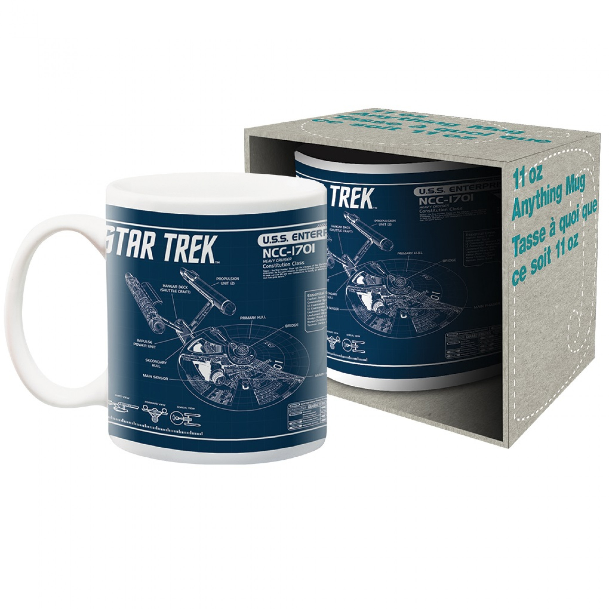 Star Trek U.S.S. Enterprise Blueprint Ceramic Mug, Multi-Color