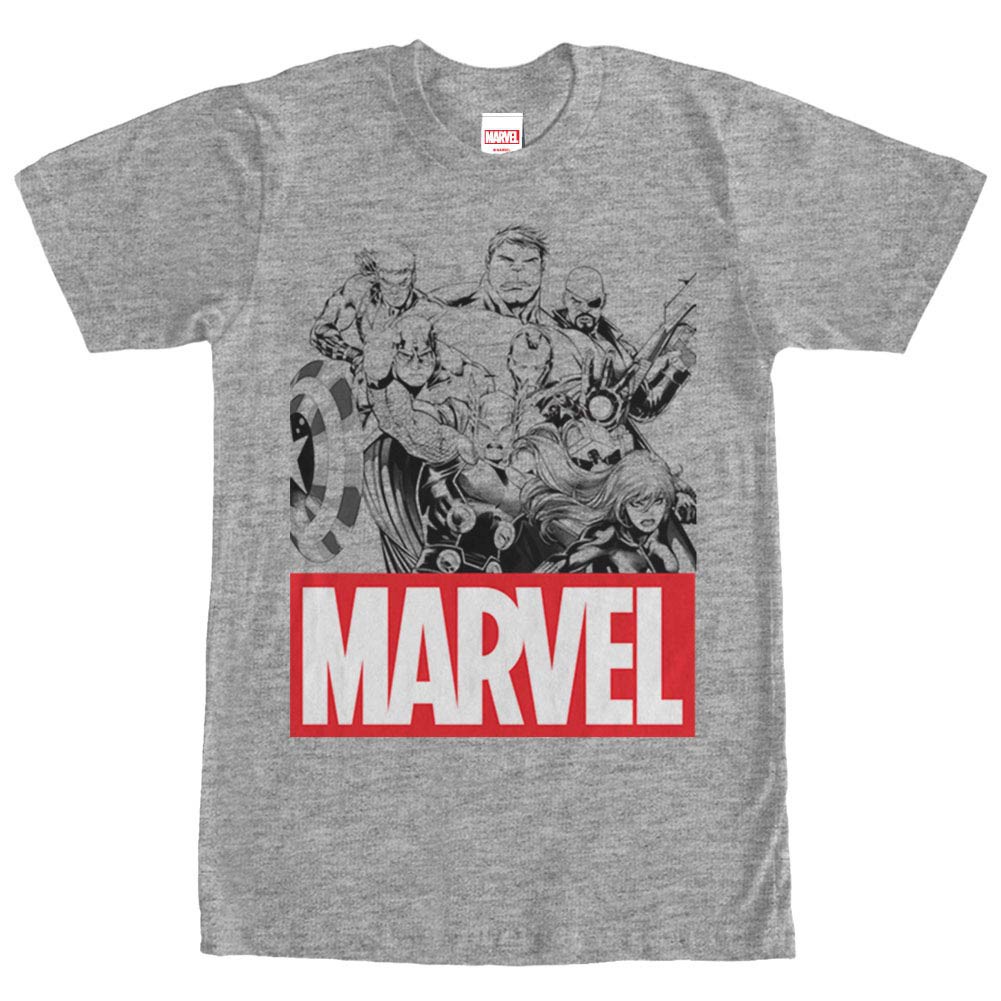 Marvel Teams Marvel Group Gray Mens T-Shirt, Grey