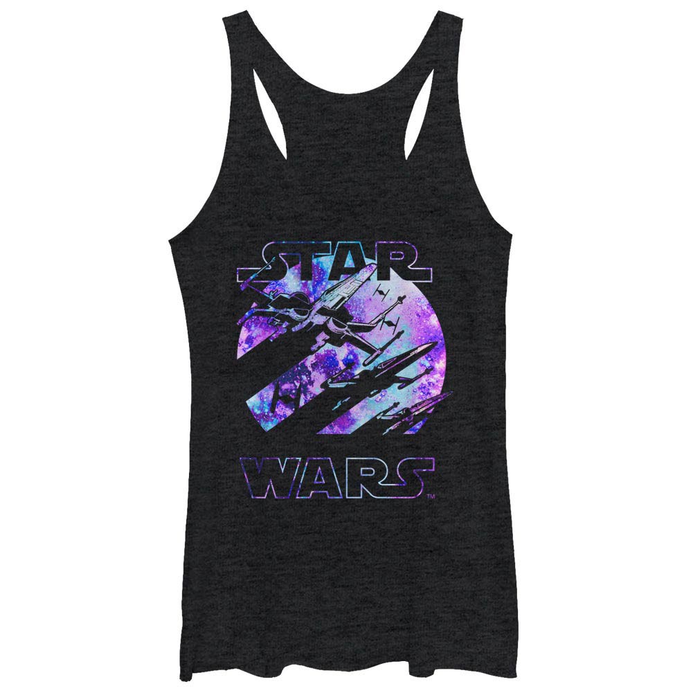 Star Wars Episode 7 Galactic Black Juniors Racerback Tank Top, Black