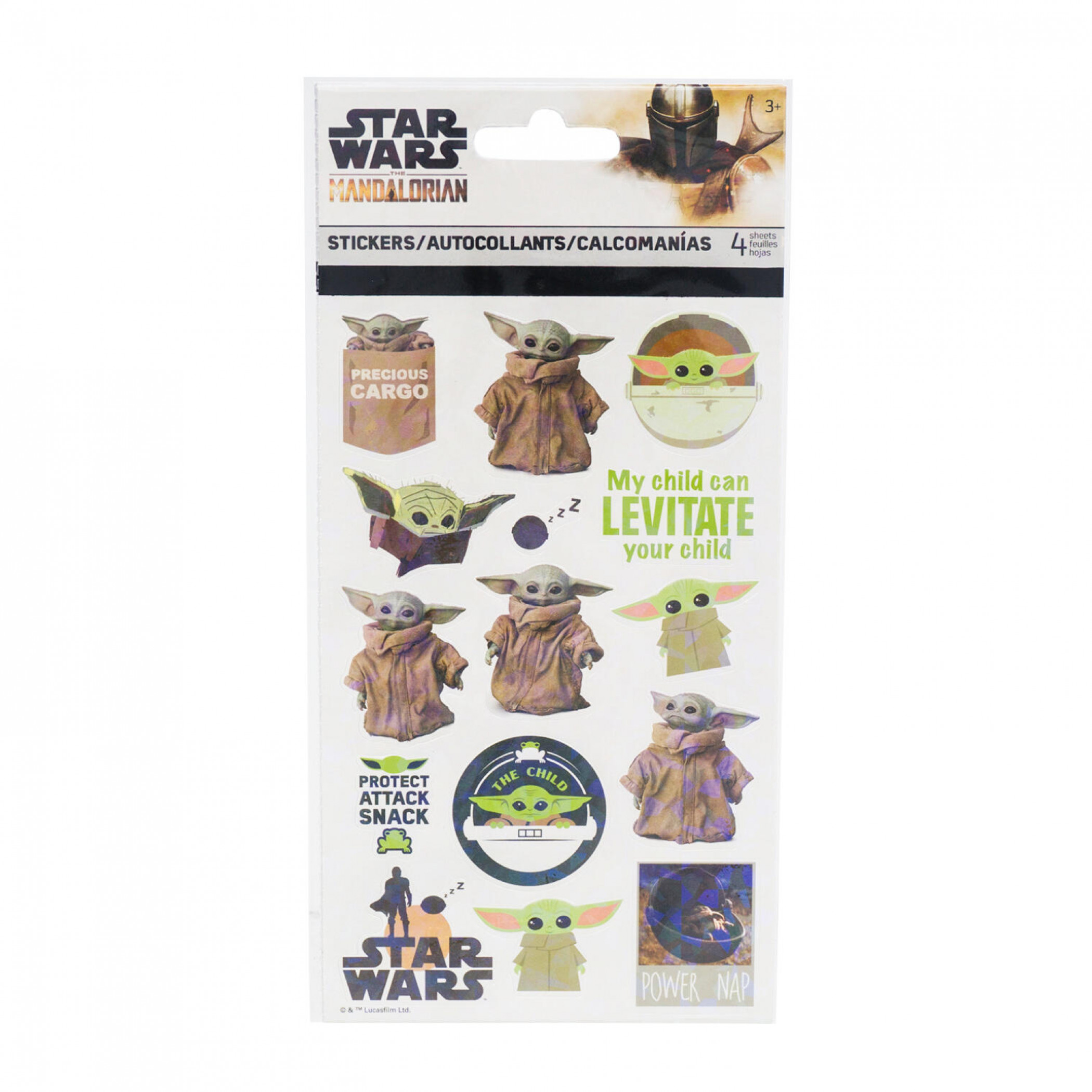 Star Wars The Mandalorian The Child Grogu Sticker Sheet 4-Pack, Multi-Color