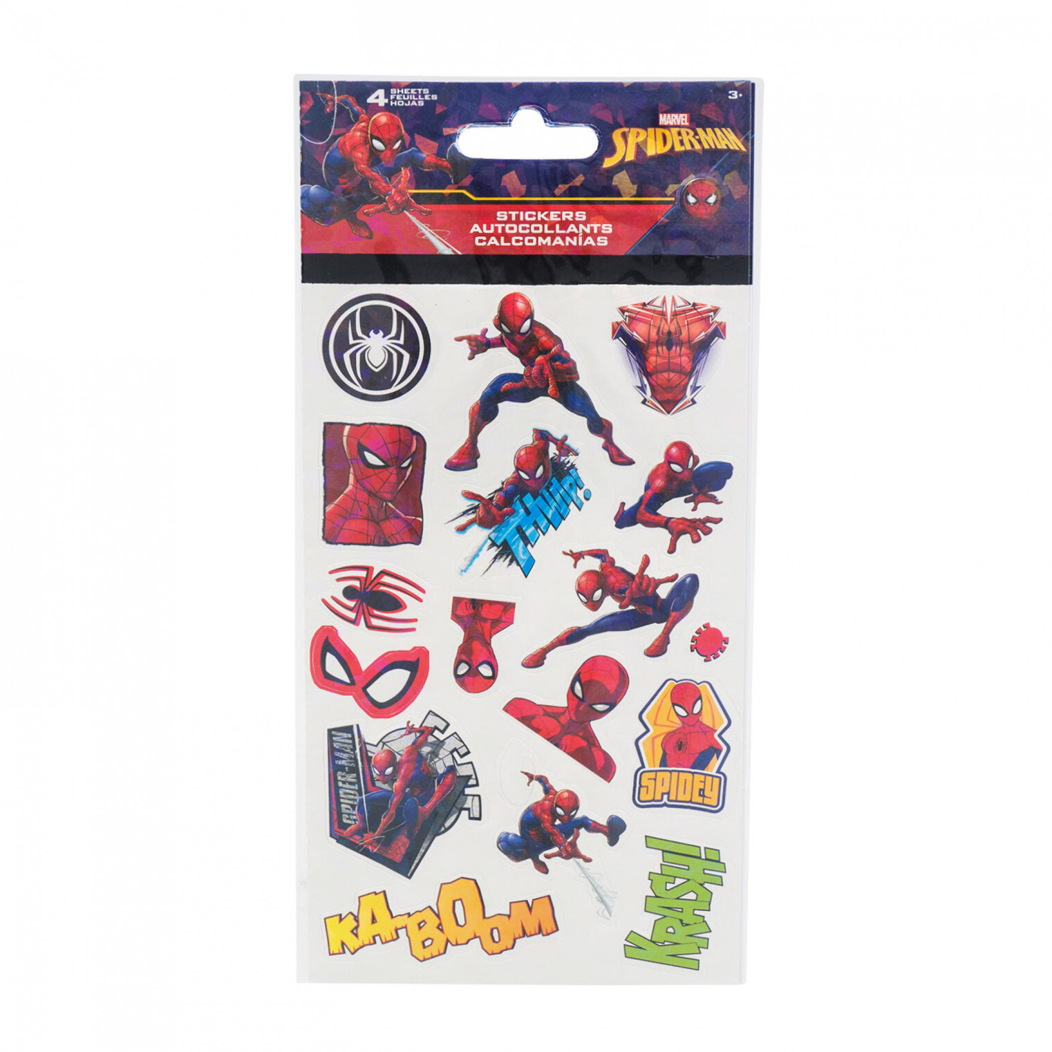 Spider-Man Character and Symbols Sticker Sheet 4-Pack, Multi-Color