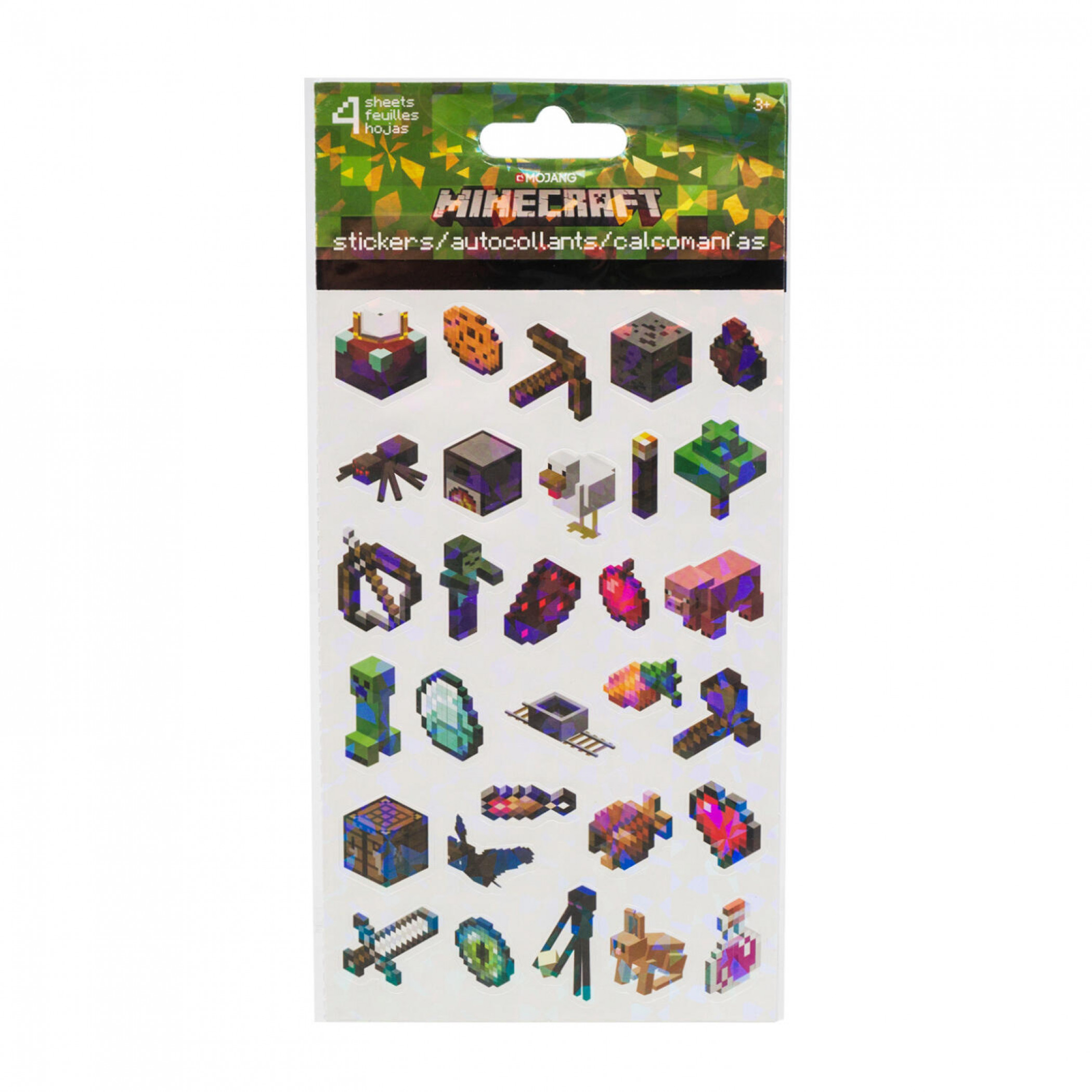 Minecraft Character and Symbols Sticker Sheet 4-Pack, Multi-Color