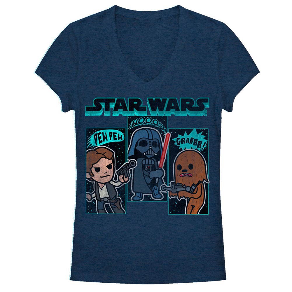 Star Wars Sound Effects Blue Juniors V Neck T-Shirt, Blue