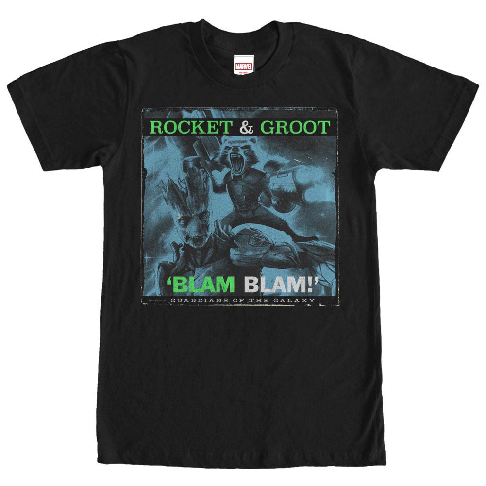 Guardians Of The Galaxy Blam Blam Black Mens T-Shirt, Black