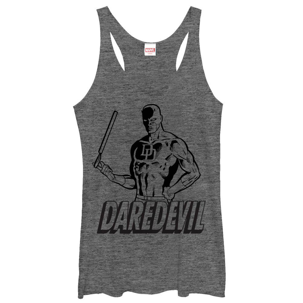 Daredevil Outline Gray Juniors Racerback Tank Top, Grey