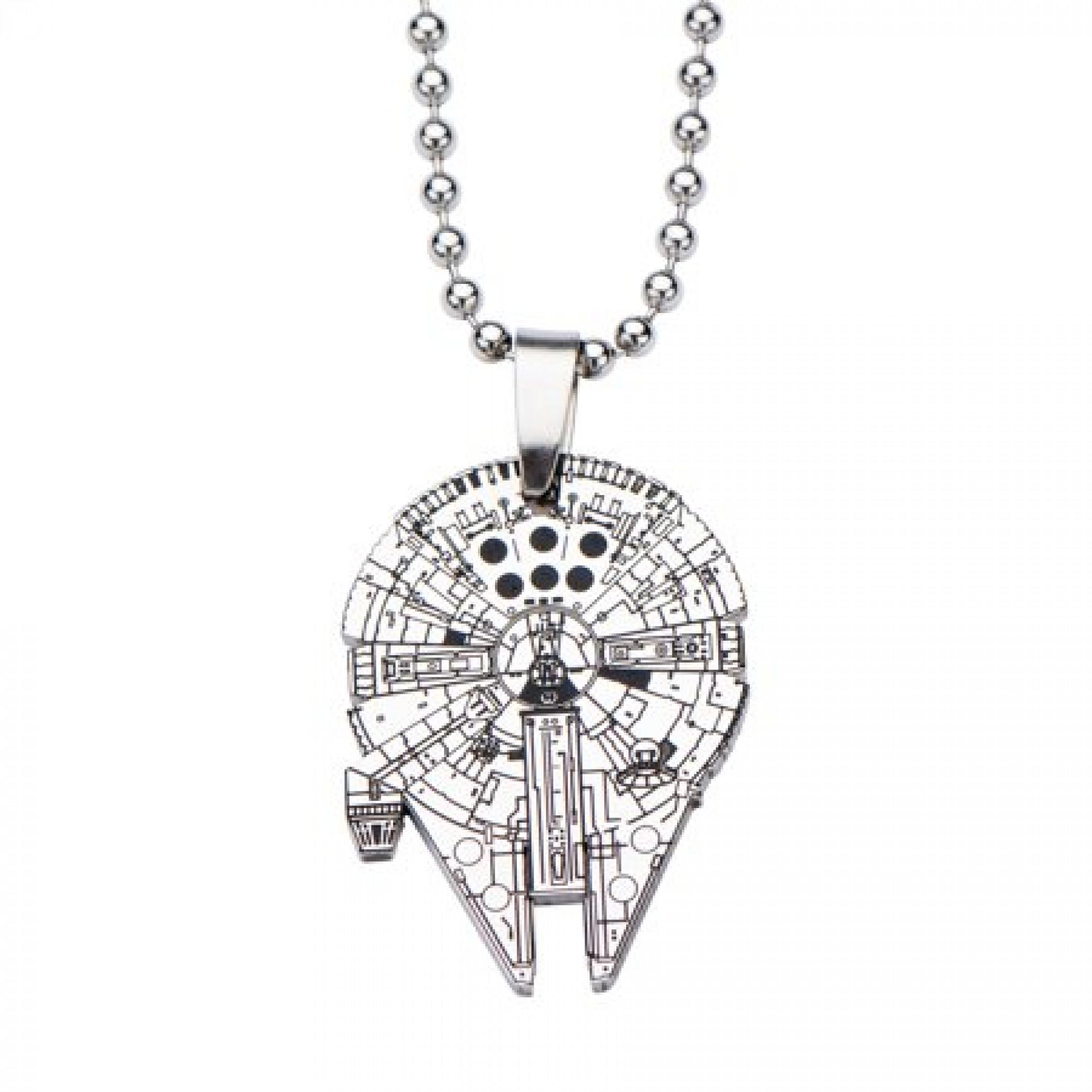 Star Wars Millennium Falcon Stainless Steel Pendant Necklace, Silver
